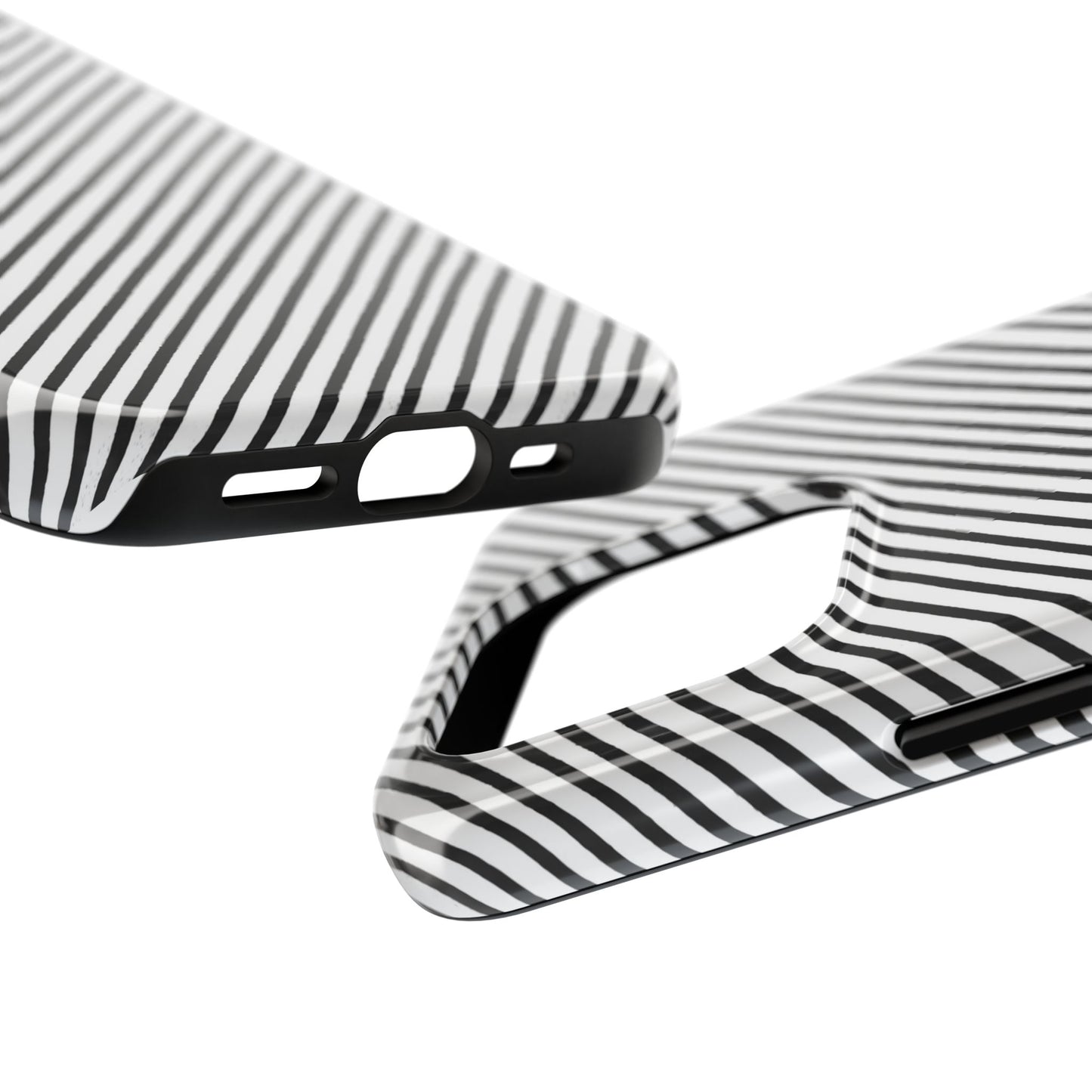 Diagonal Stripe White / Black Phone Case