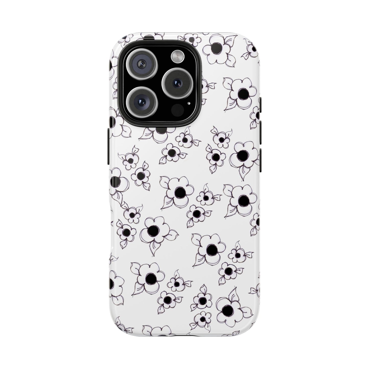 Daisy Cluster White / Black Phone Case