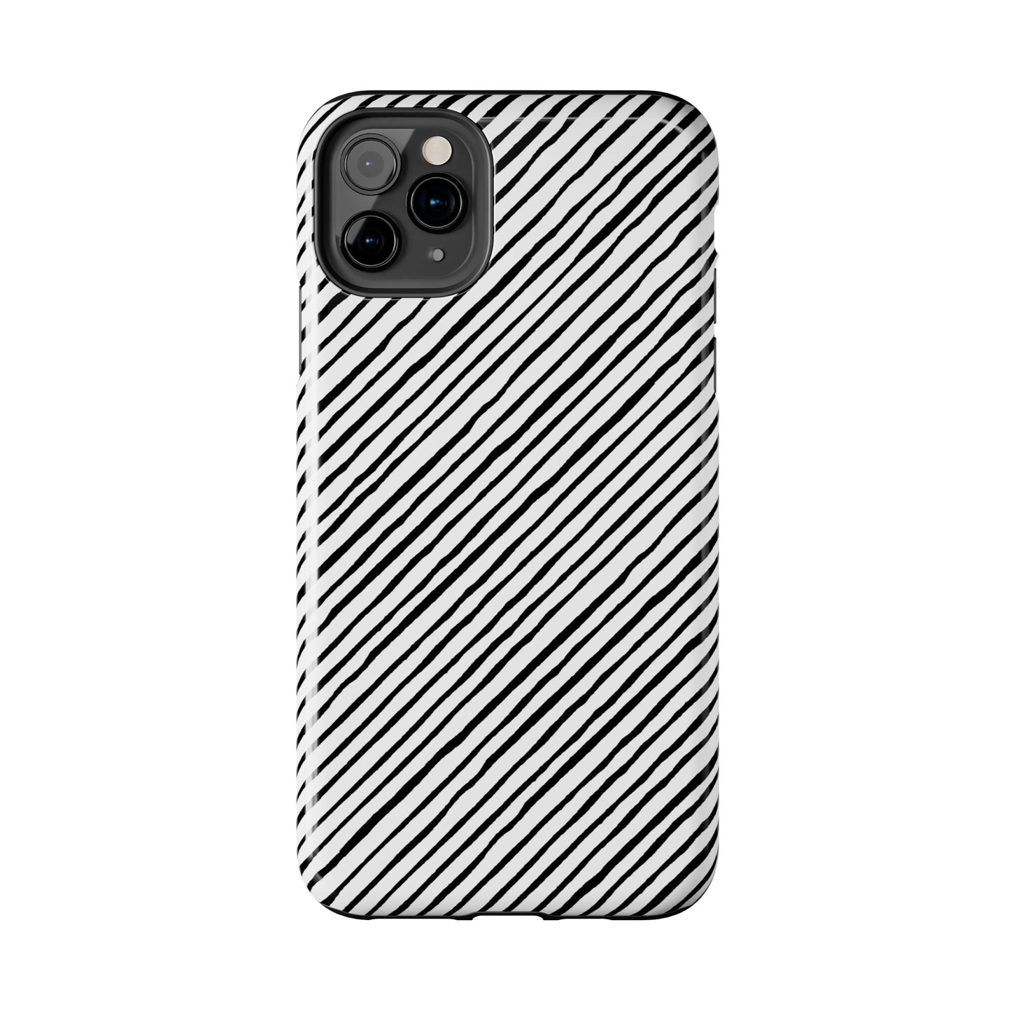 Quirky Bias Stripe White / Black Phone Case