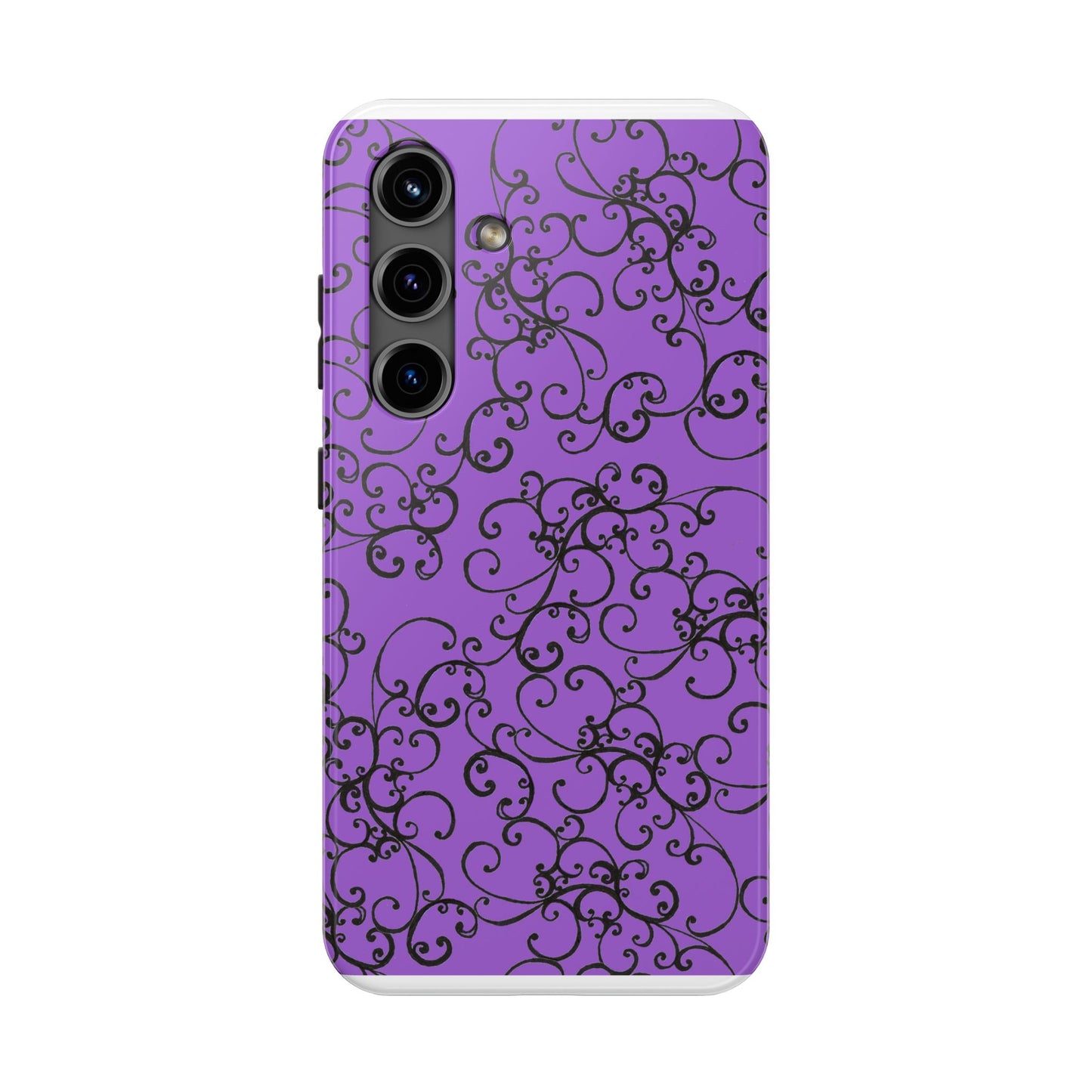 Elegant Scroll Purple / Black Phone Case