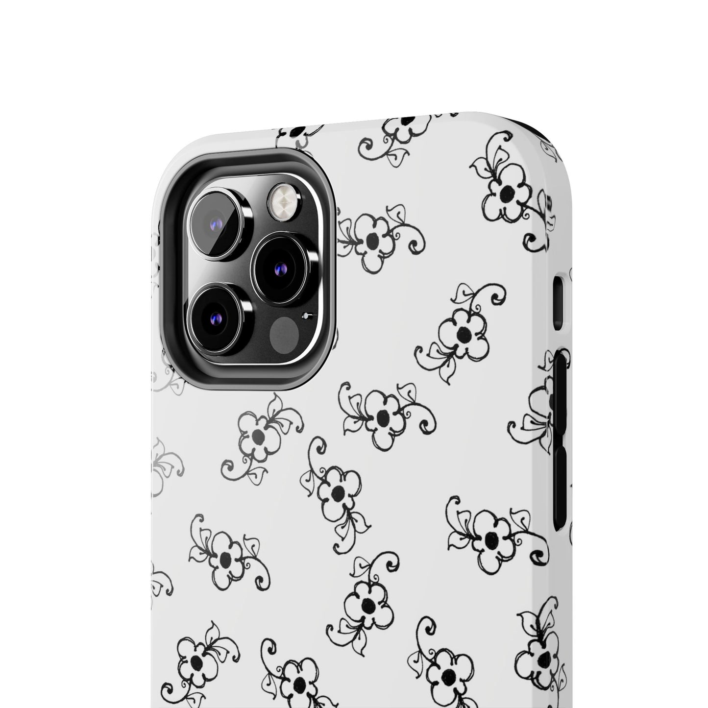 Daisy Scroll White / Black Phone Case