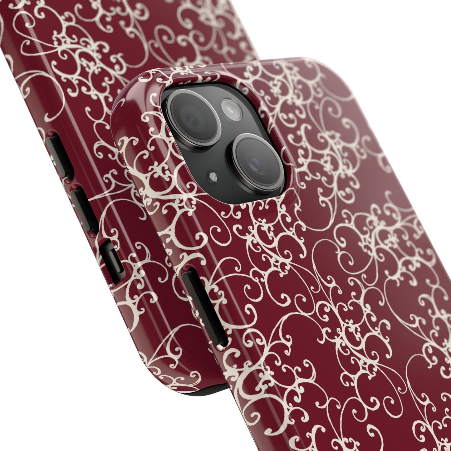 Elegant Scroll Red / Ivory Phone Case
