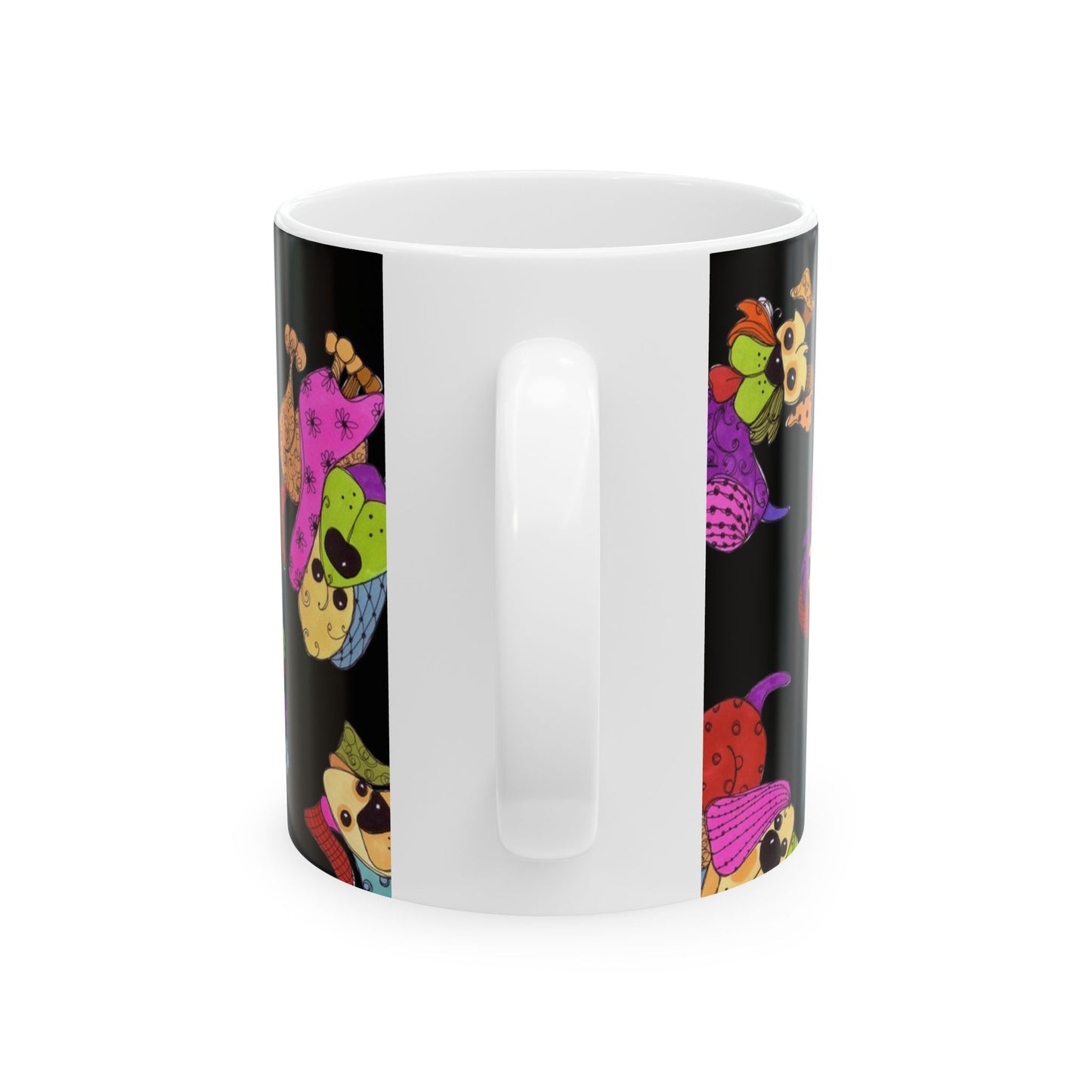 Tossed Happy Dogs Black Cup