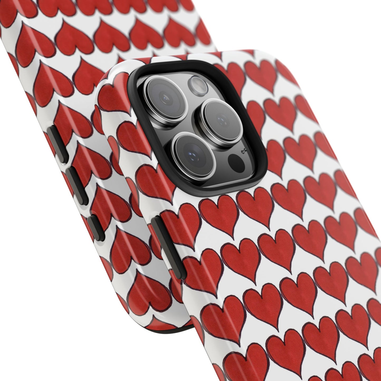 Heartbeats White / Red Phone Case