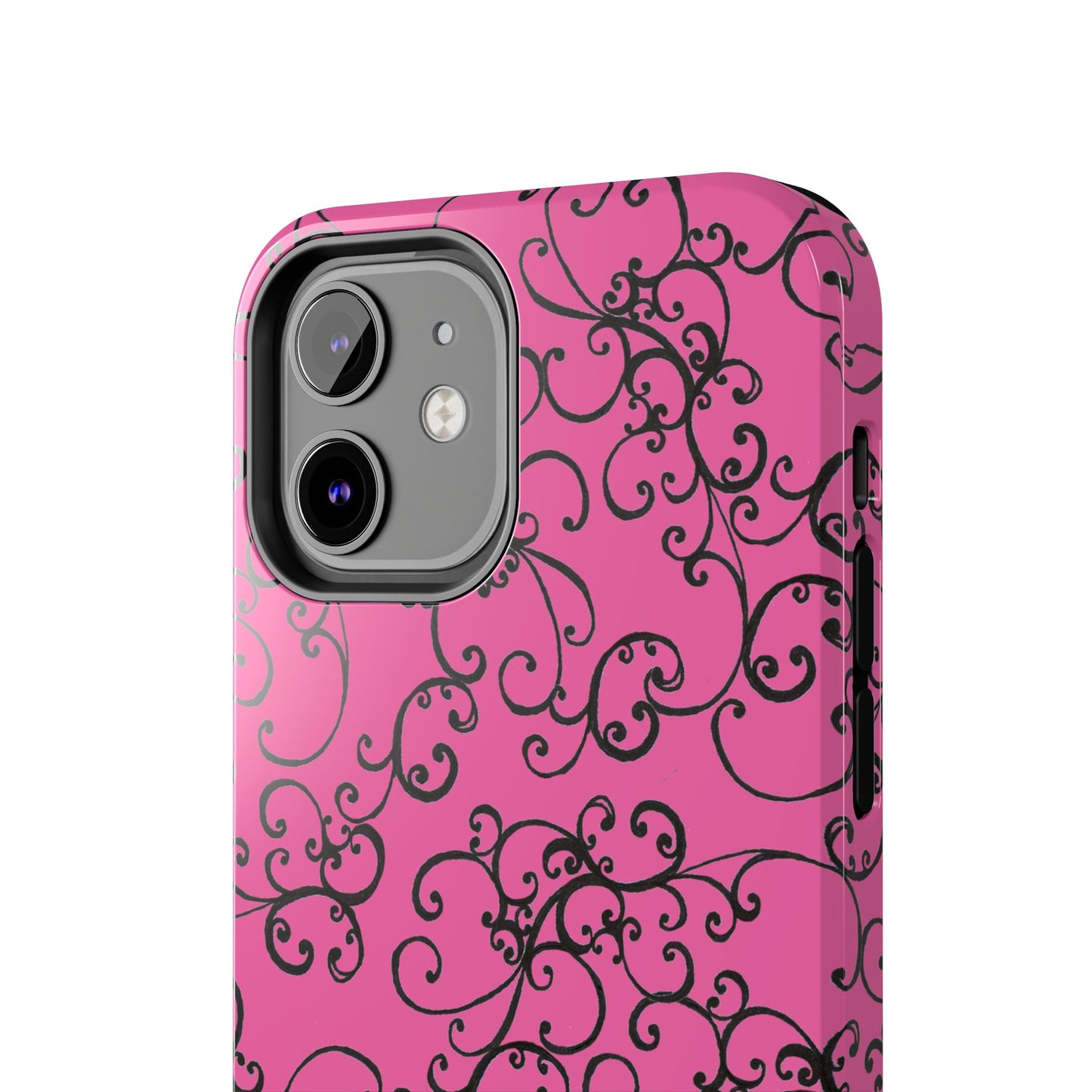 Elegant Scroll Pink / Black Phone Case