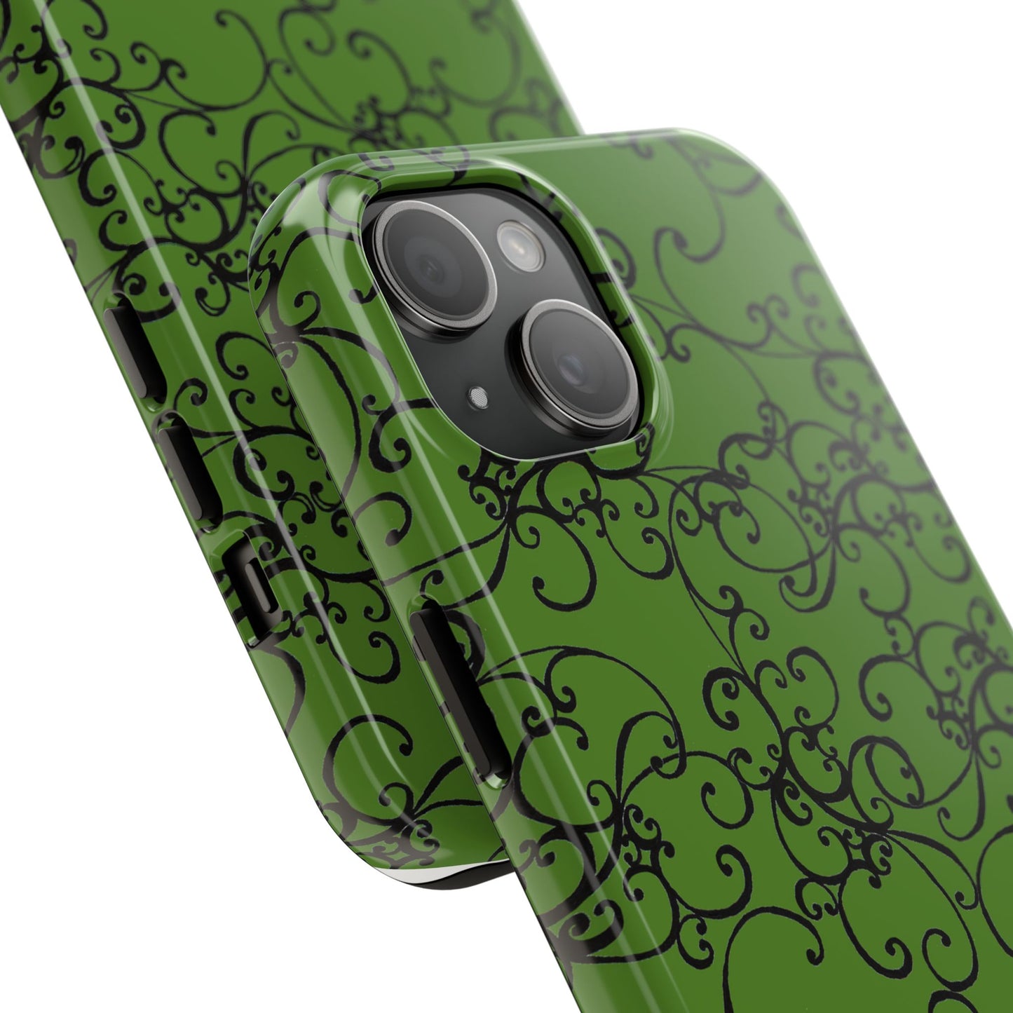 Elegant Scroll Green / Black Phone Case