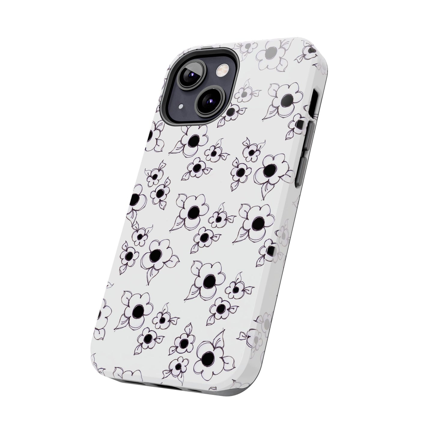 Daisy Cluster White / Black Phone Case