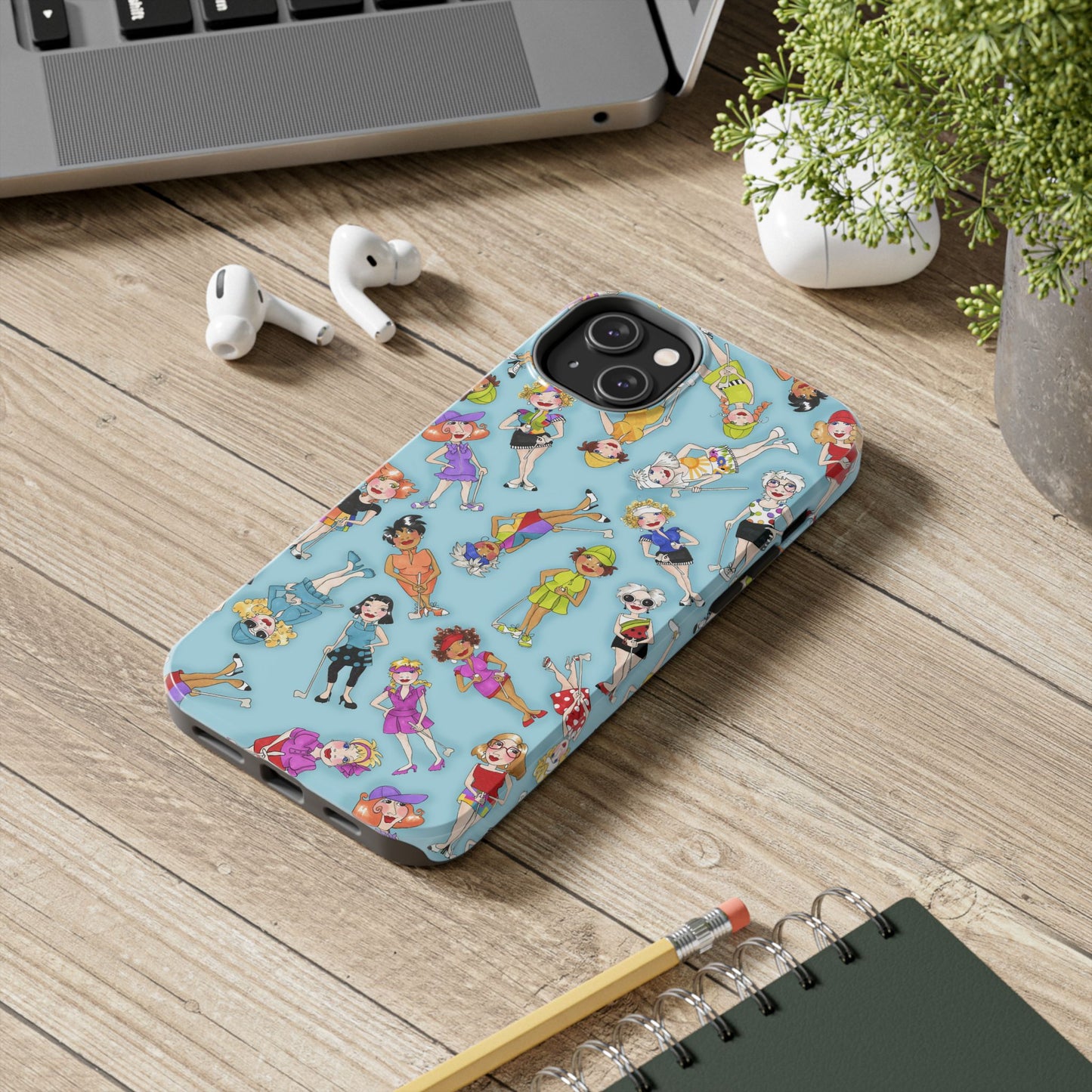 Tossed Golfer Girls Turquoise Phone Case