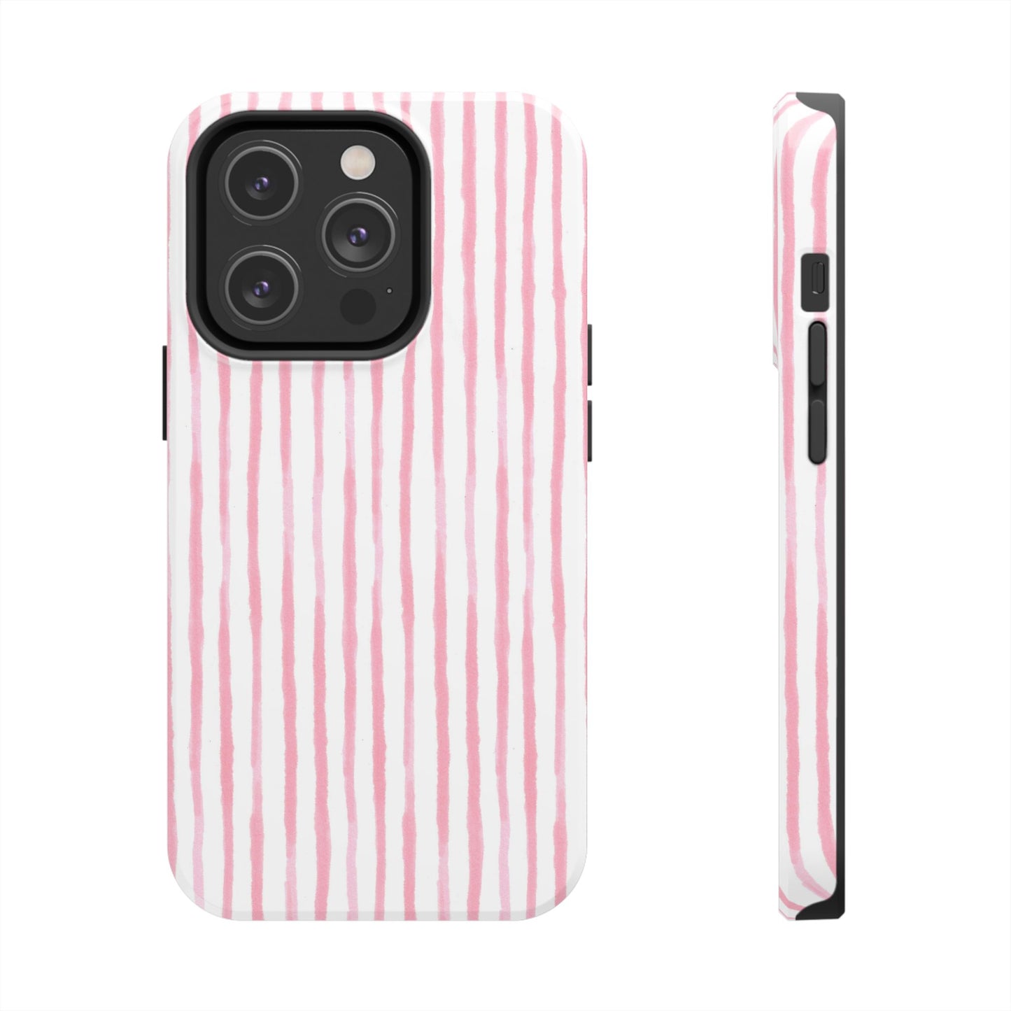 Happy Stripe White / Pink Phone Case