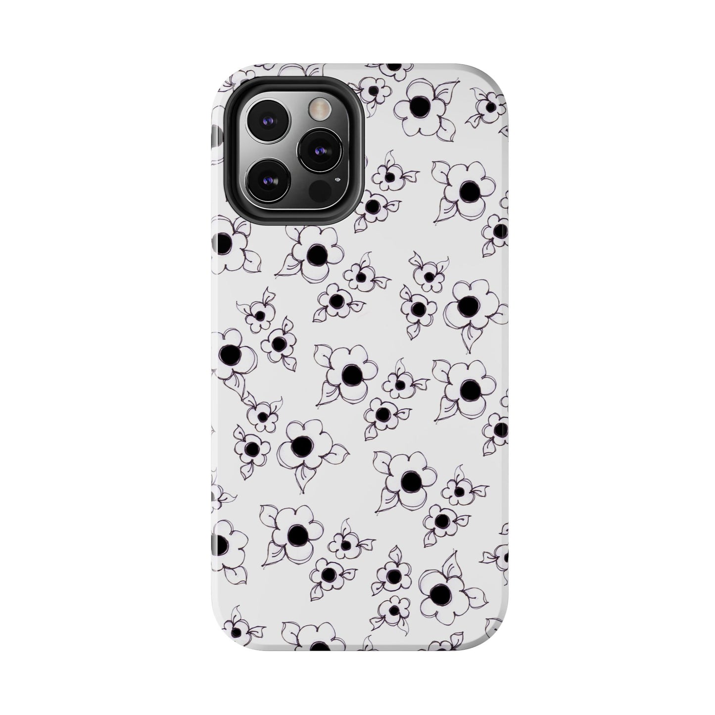 Daisy Cluster White / Black Phone Case