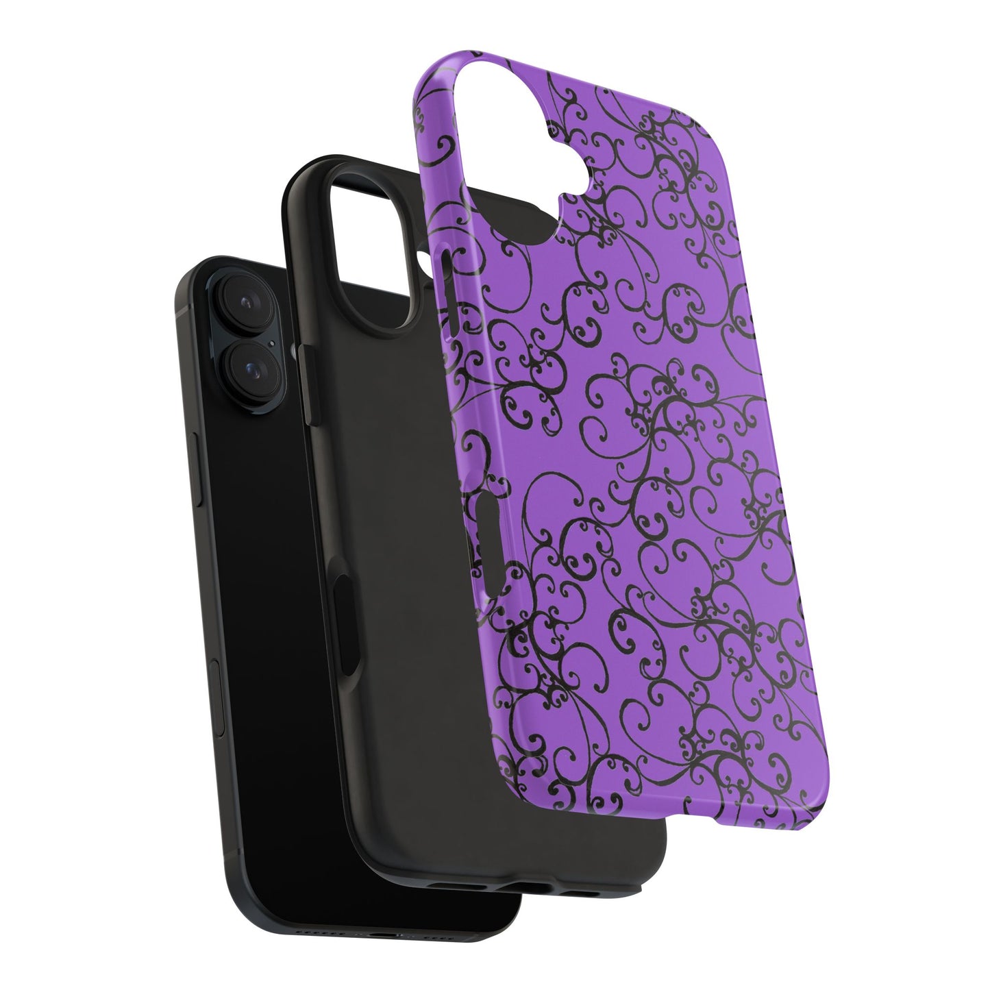 Elegant Scroll Purple / Black Phone Case