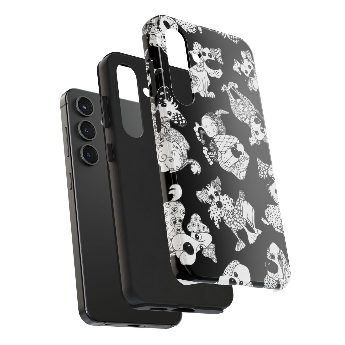 Doodle Dogs Black Phone Case