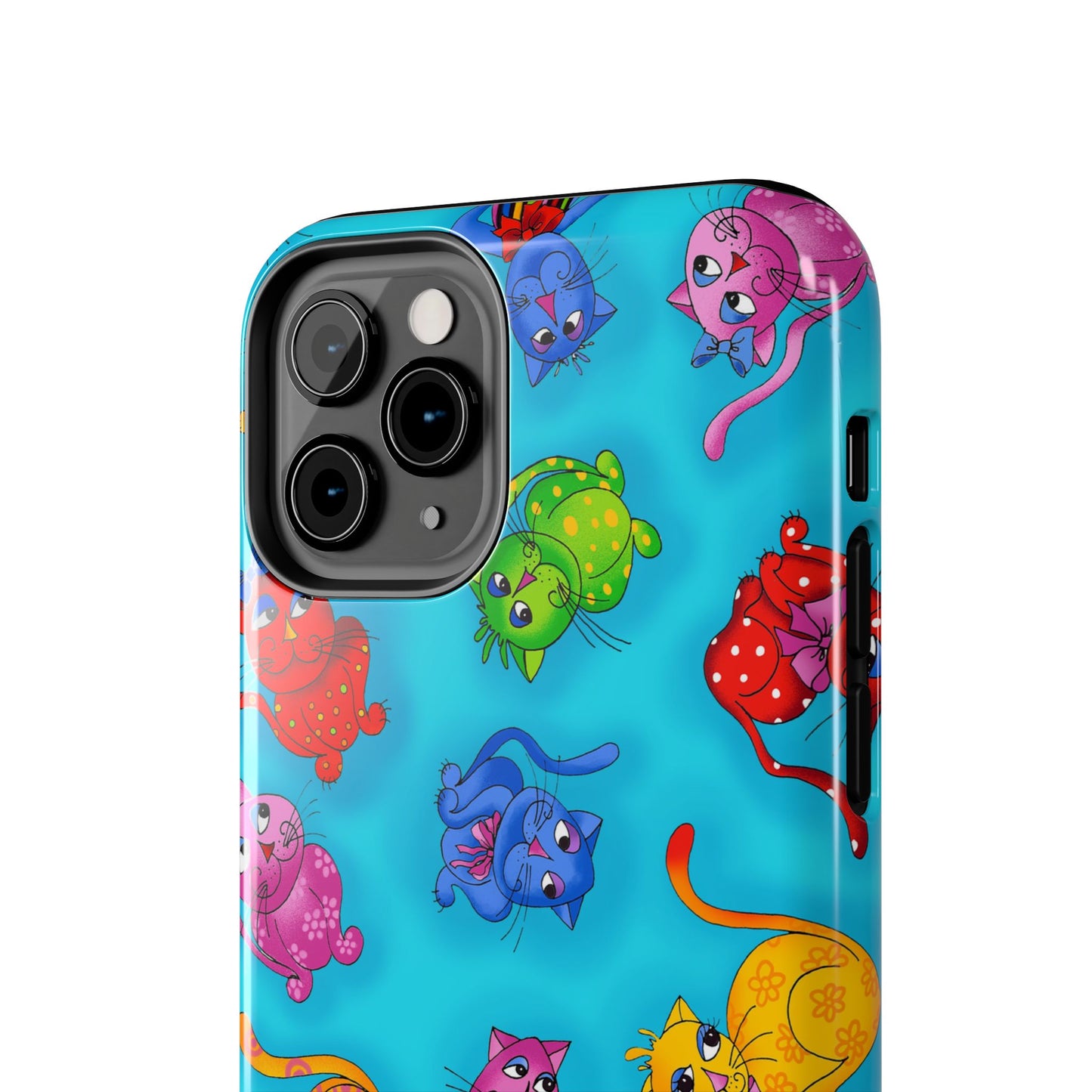 Tossed Cool Cats Turquoise Phone Case