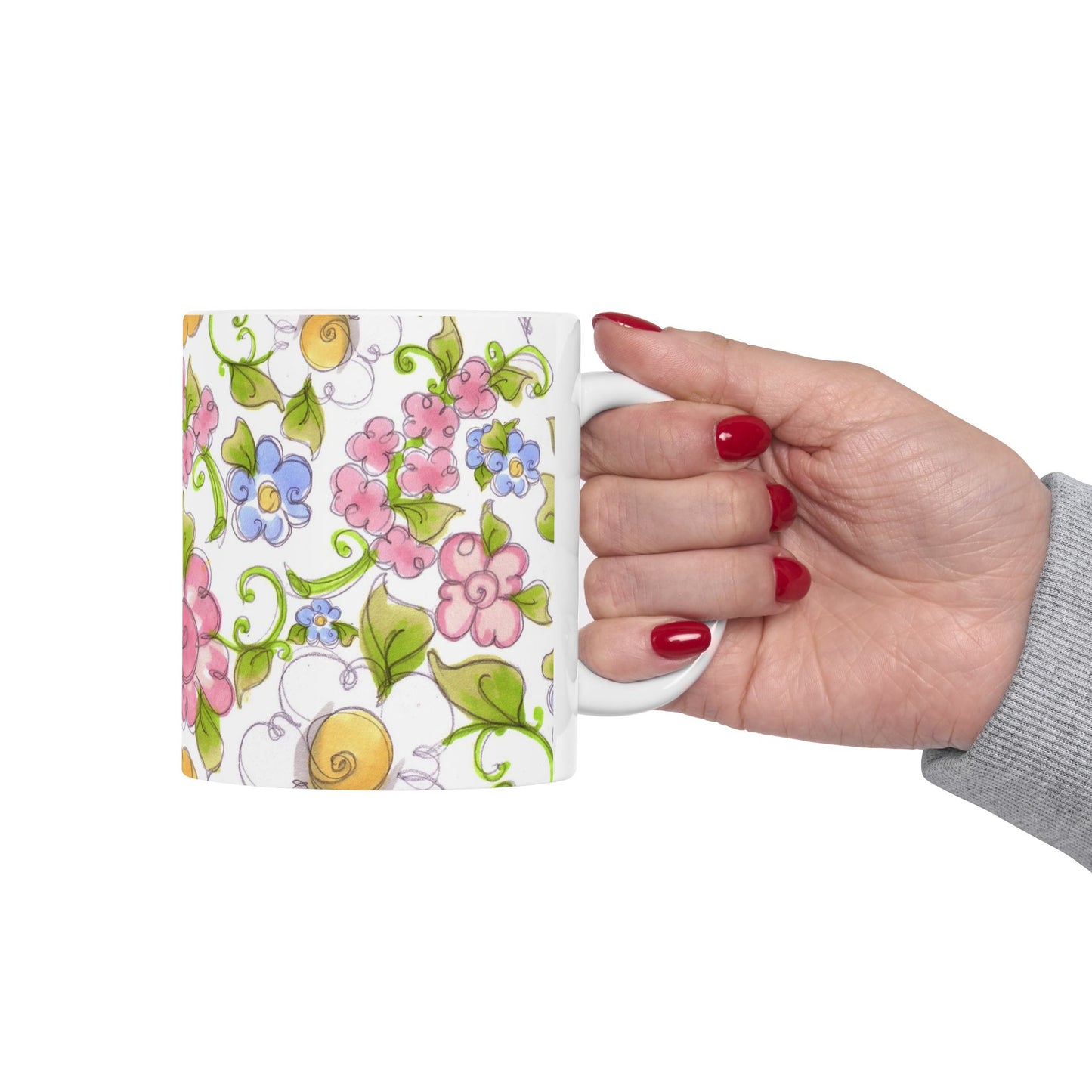 Flower Frolic White Cup