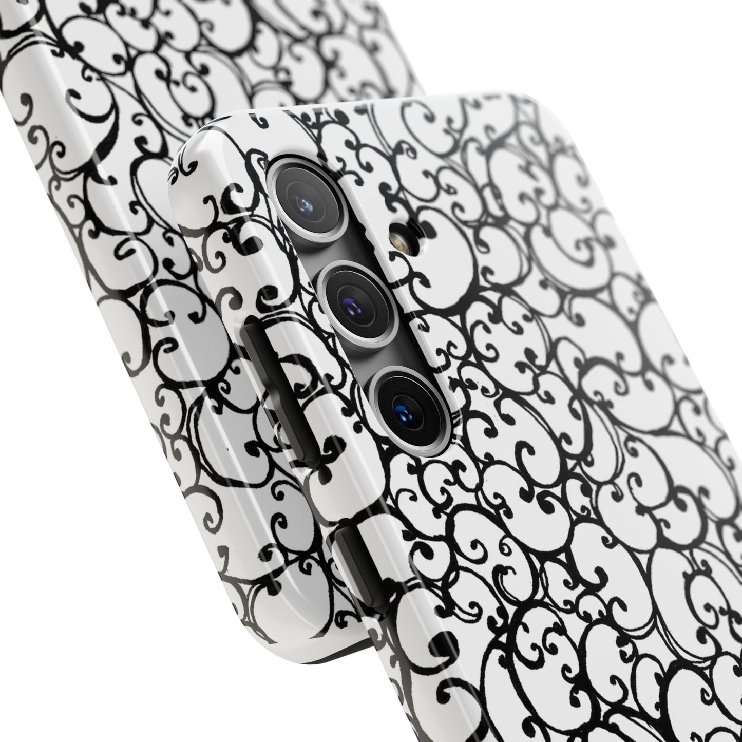 Scrollie White / Black Phone Case