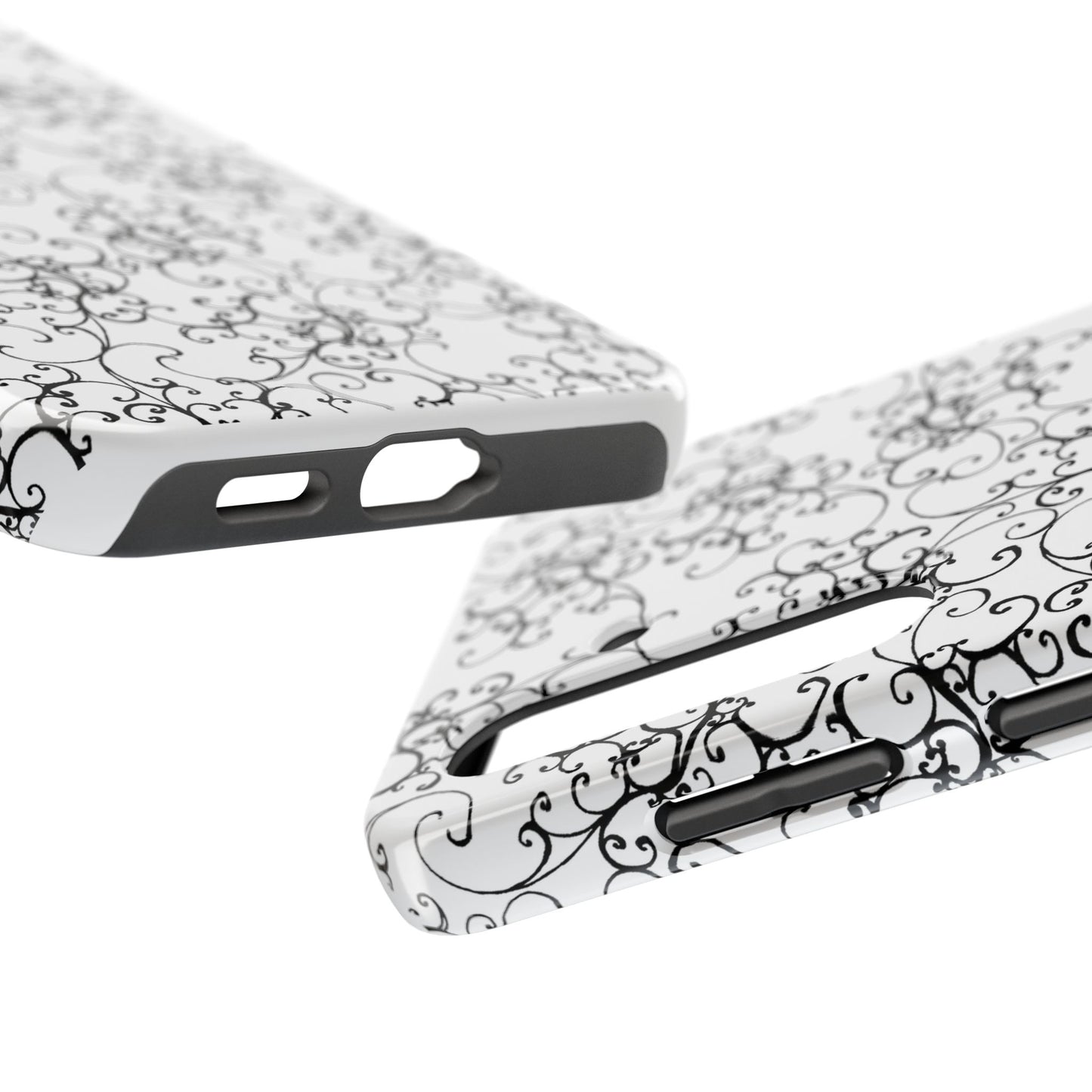 Elegant Scroll White / Black Phone Case