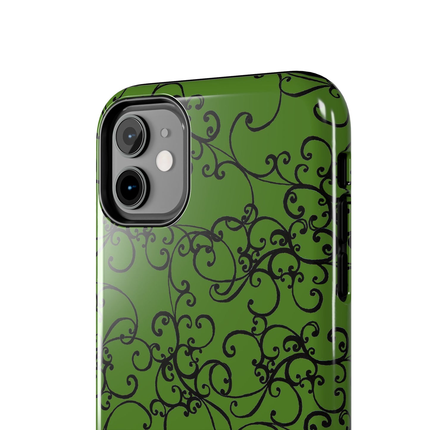Elegant Scroll Green / Black Phone Case
