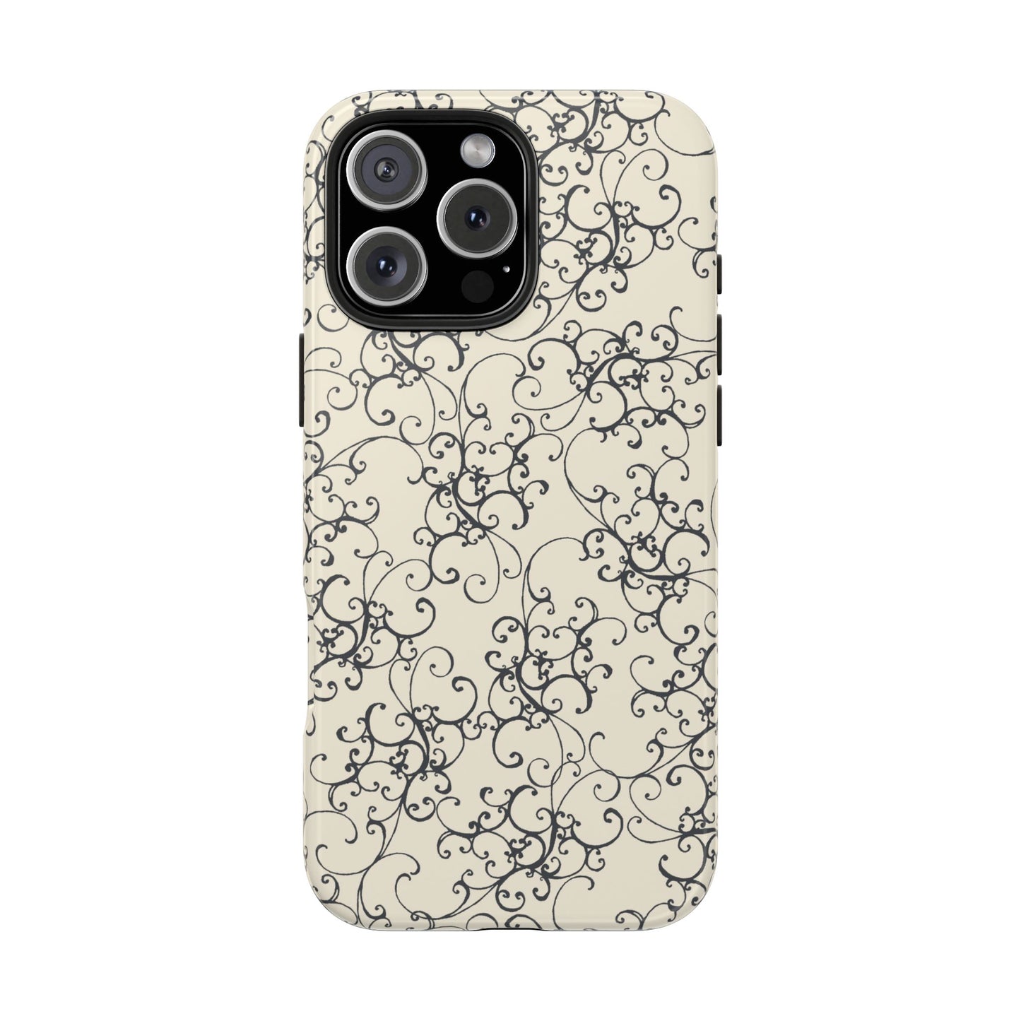 Elegant Scroll Ivory / Black Phone Case