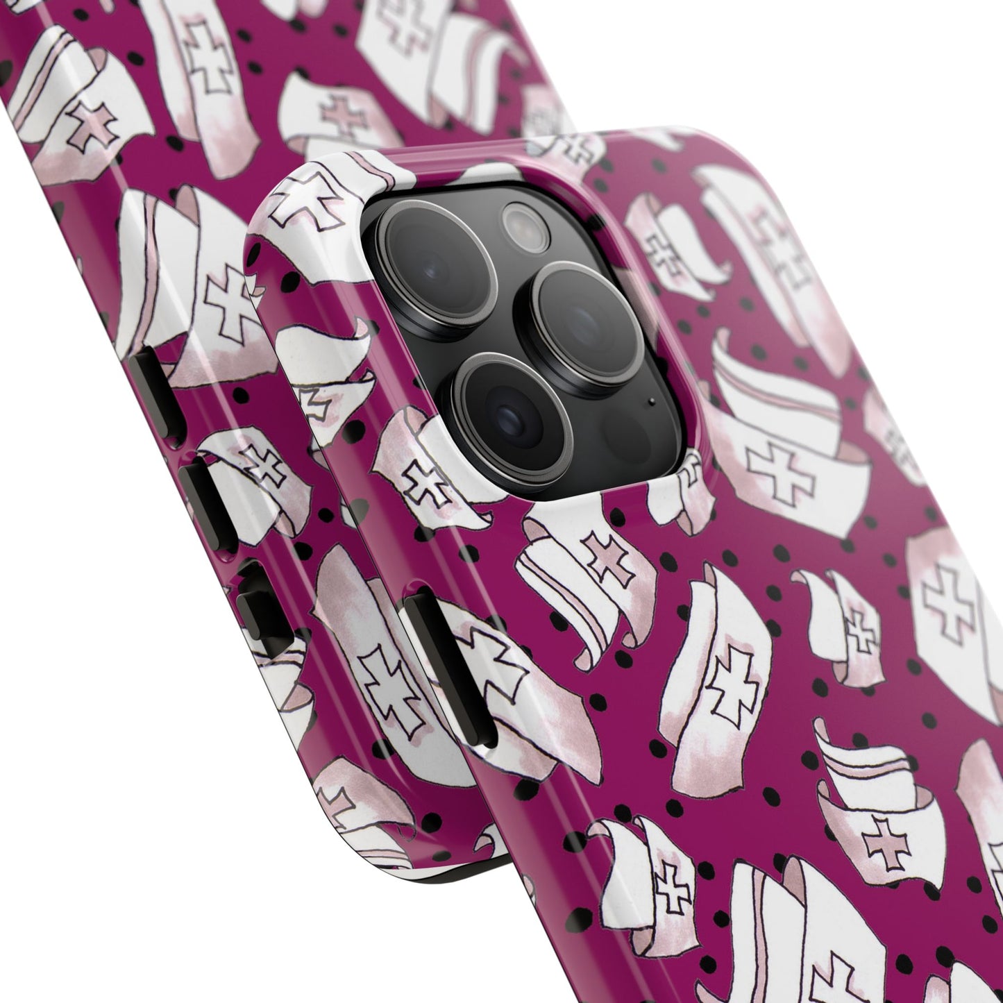 Med Hats Burgundy / Black Phone Case