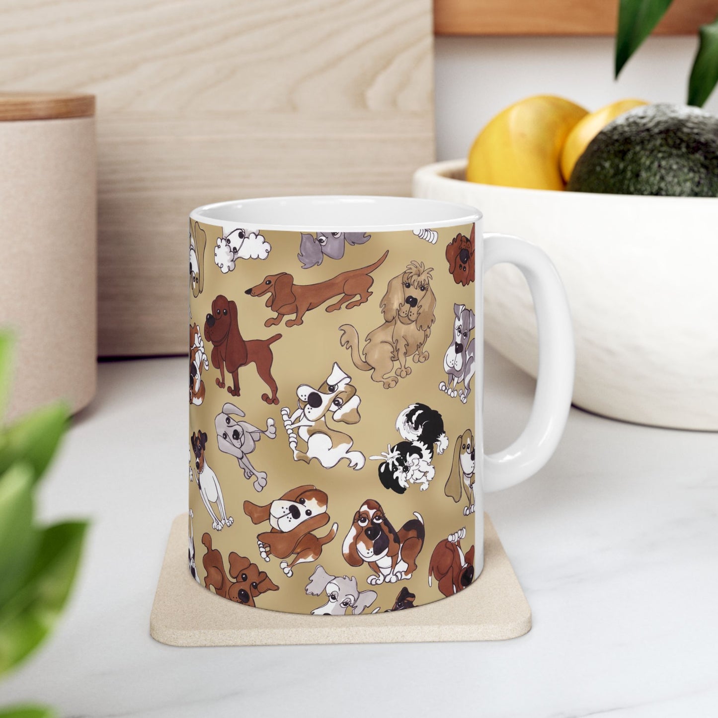 Tossed Doggies Tan Cup