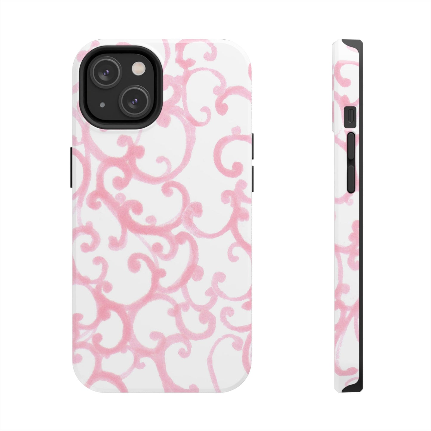Scrollie White / Pink Phone Case