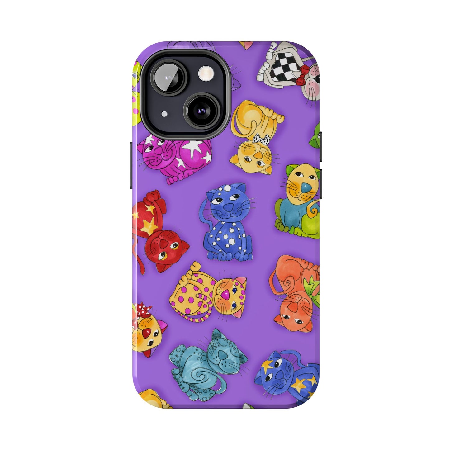 Tossed Happy Cats Purple Phone Case