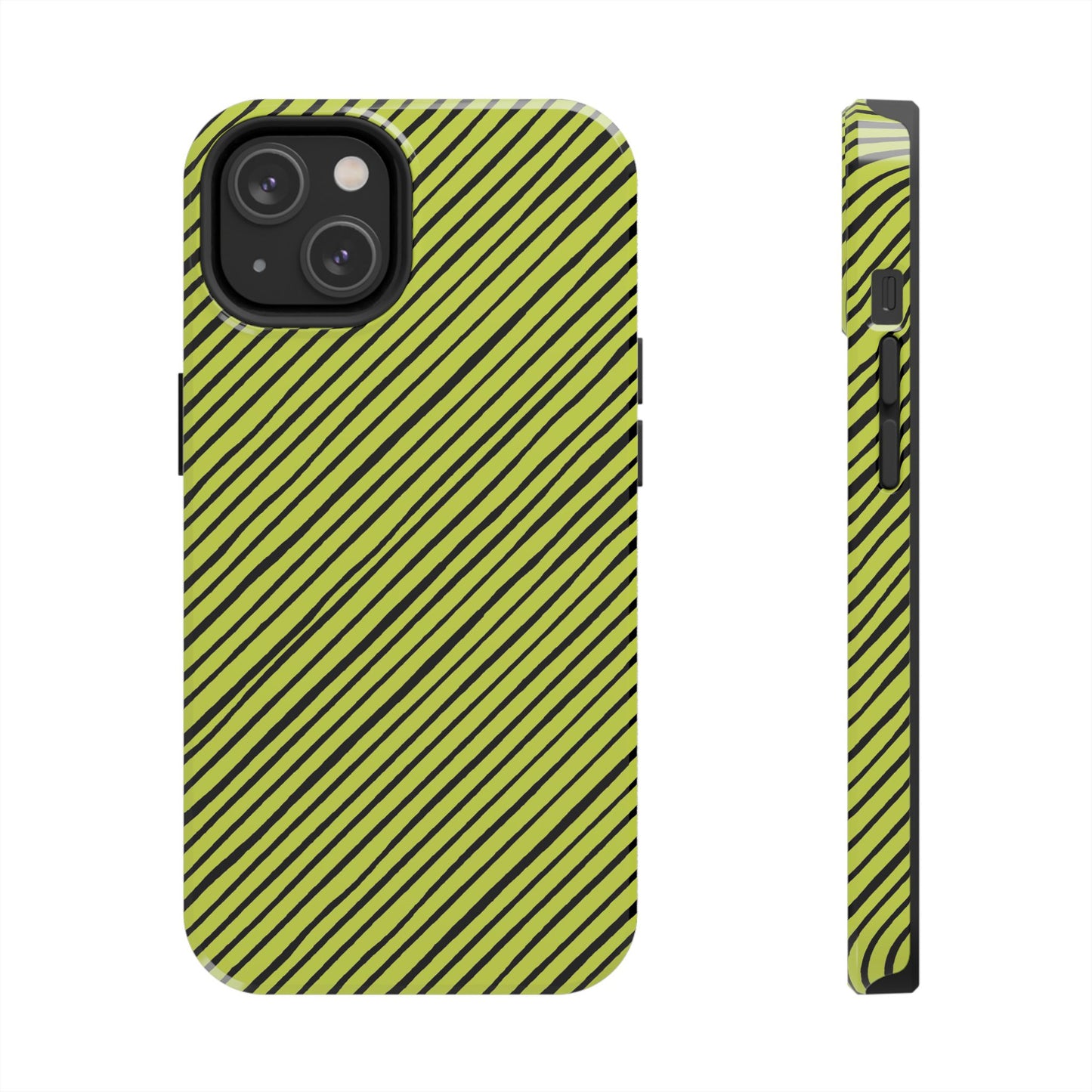 Quirky Bias Stripe Green / Black Phone Case