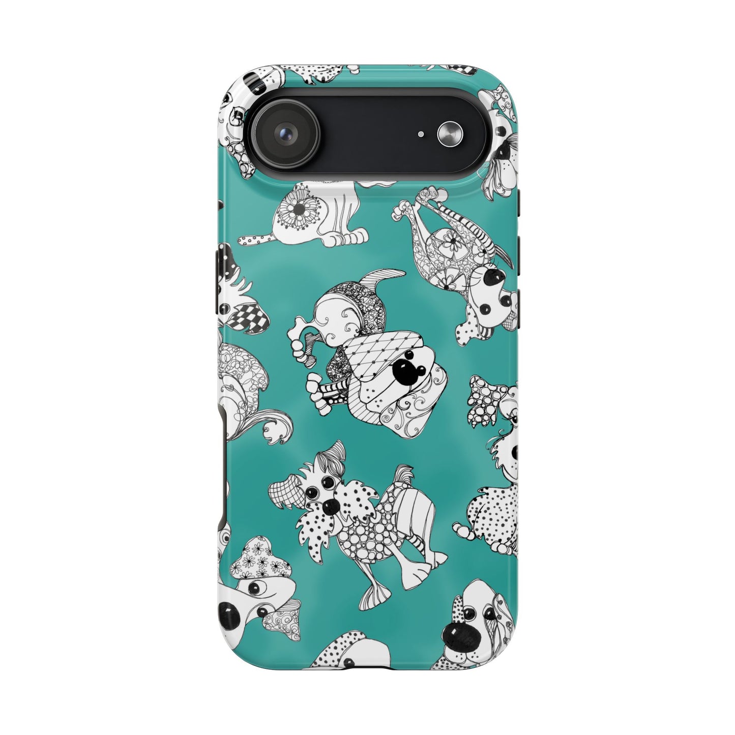 Doodle Dogs Turquoise Phone Case