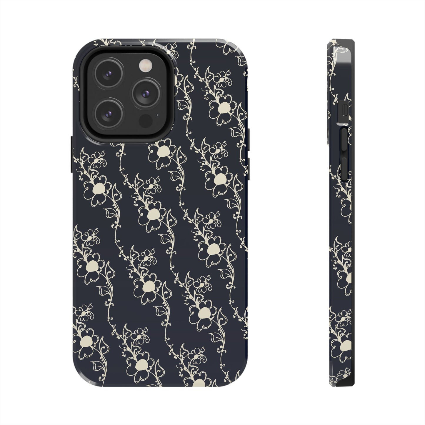 Diagonal Daisies Black / Ivory Phone Case