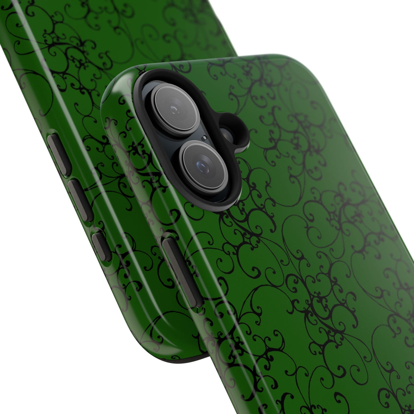 Elegant Scroll Dark Green / Black Phone Case
