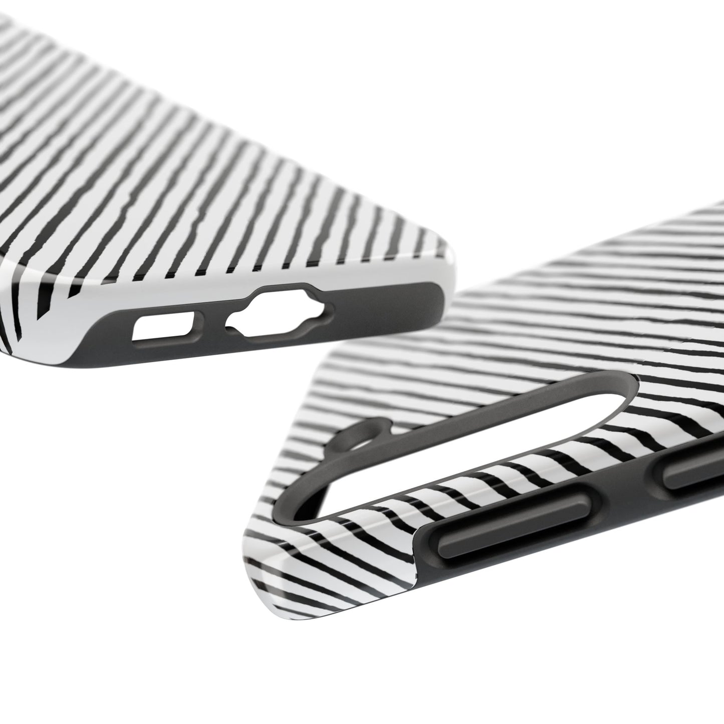 Quirky Bias Stripe White / Black Phone Case