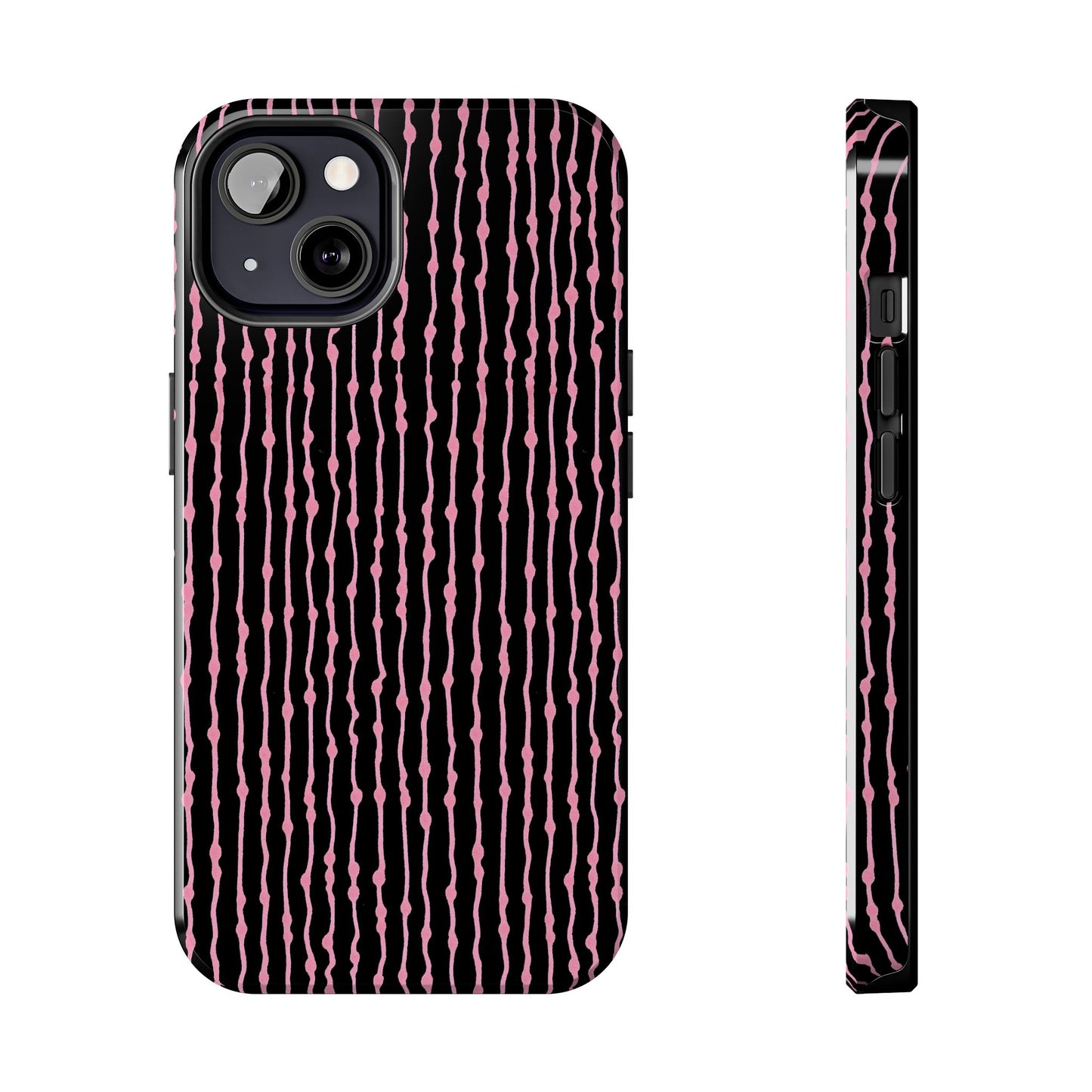 Faux Seersucker Black / Pink Phone Case