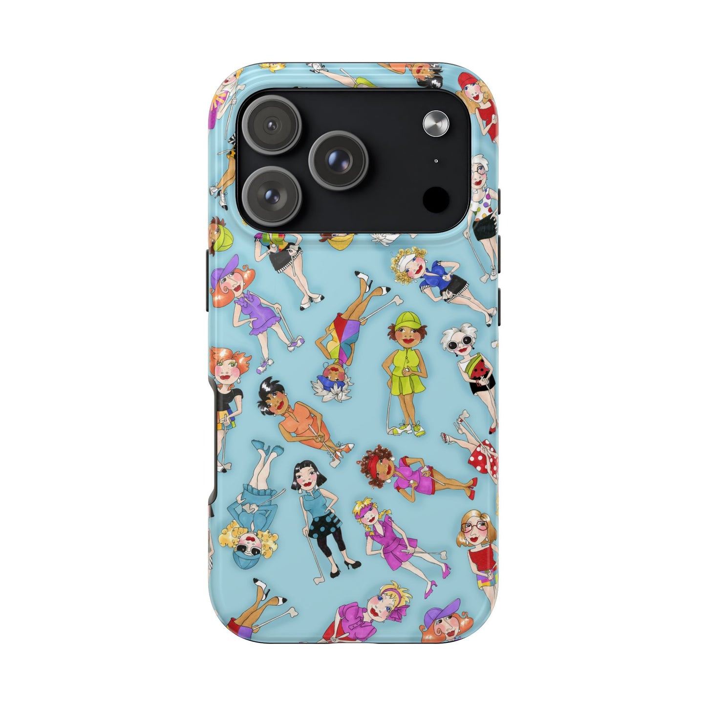 Tossed Golfer Girls Turquoise Phone Case
