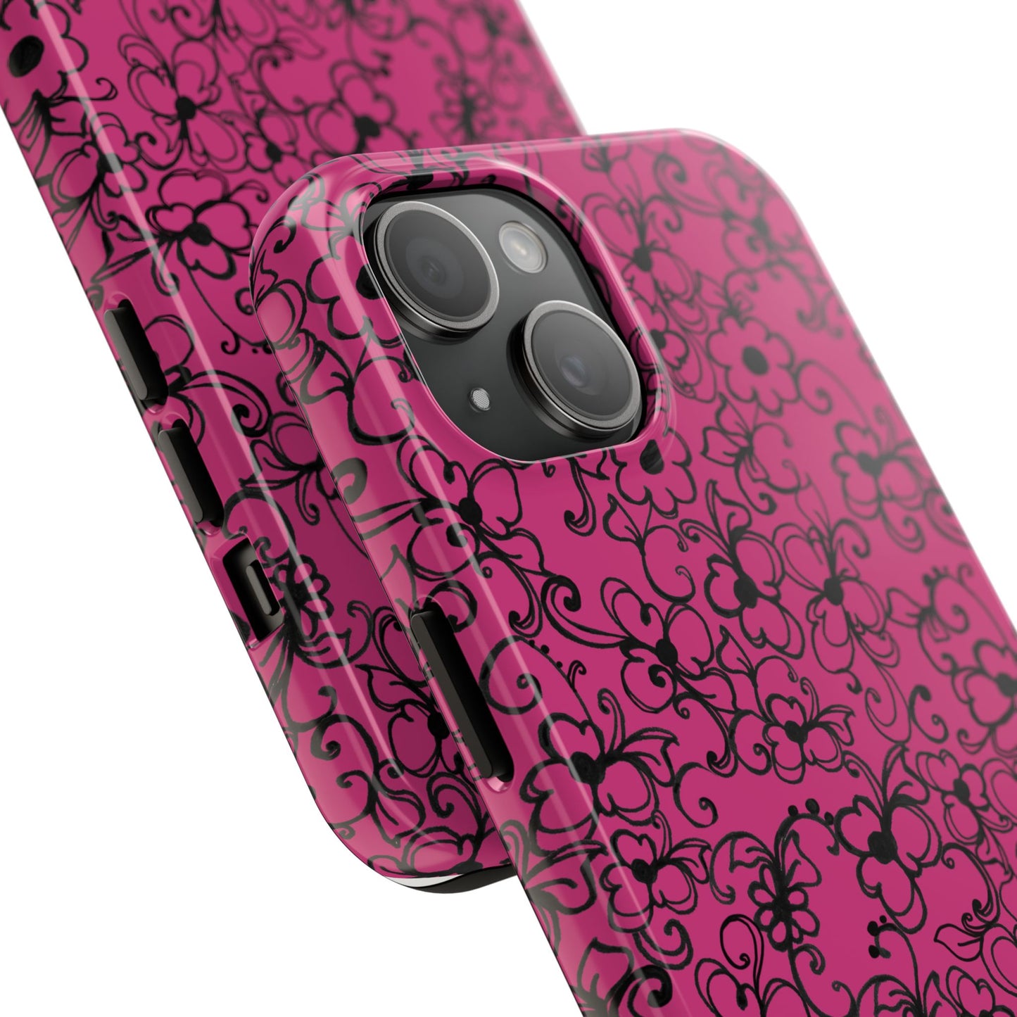 Daisy Jungle Pink / Black Phone Case