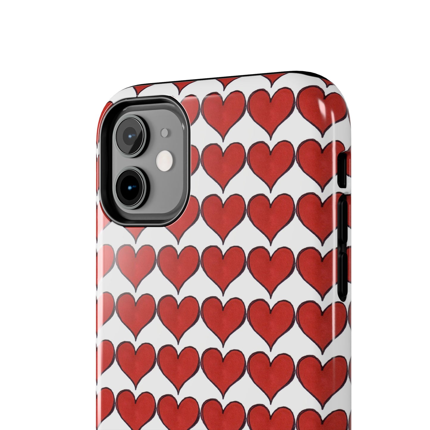 Heartbeats White / Red Phone Case