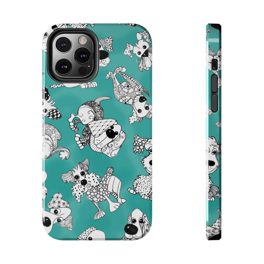 Doodle Dogs Turquoise Phone Case
