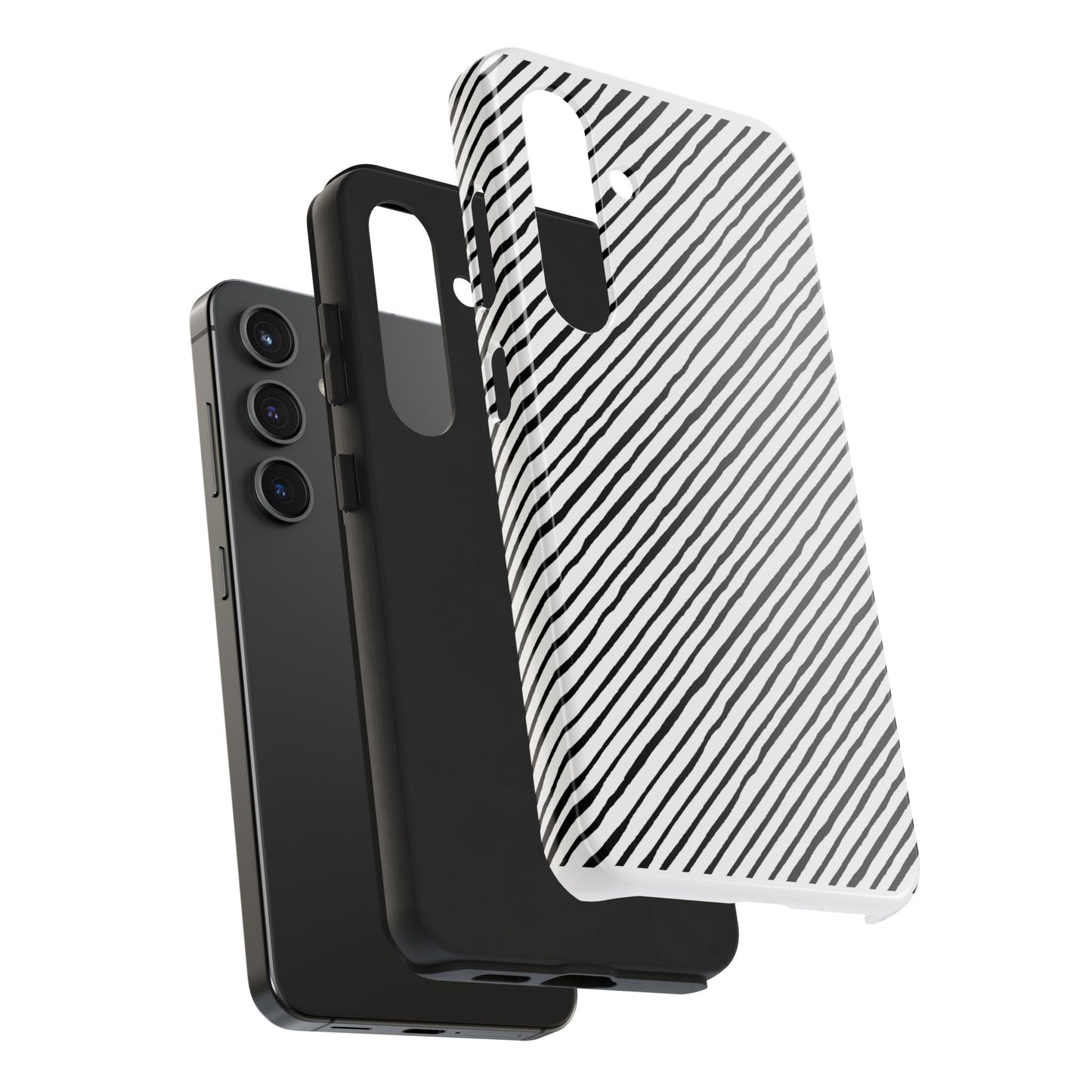 Quirky Bias Stripe White / Black Phone Case