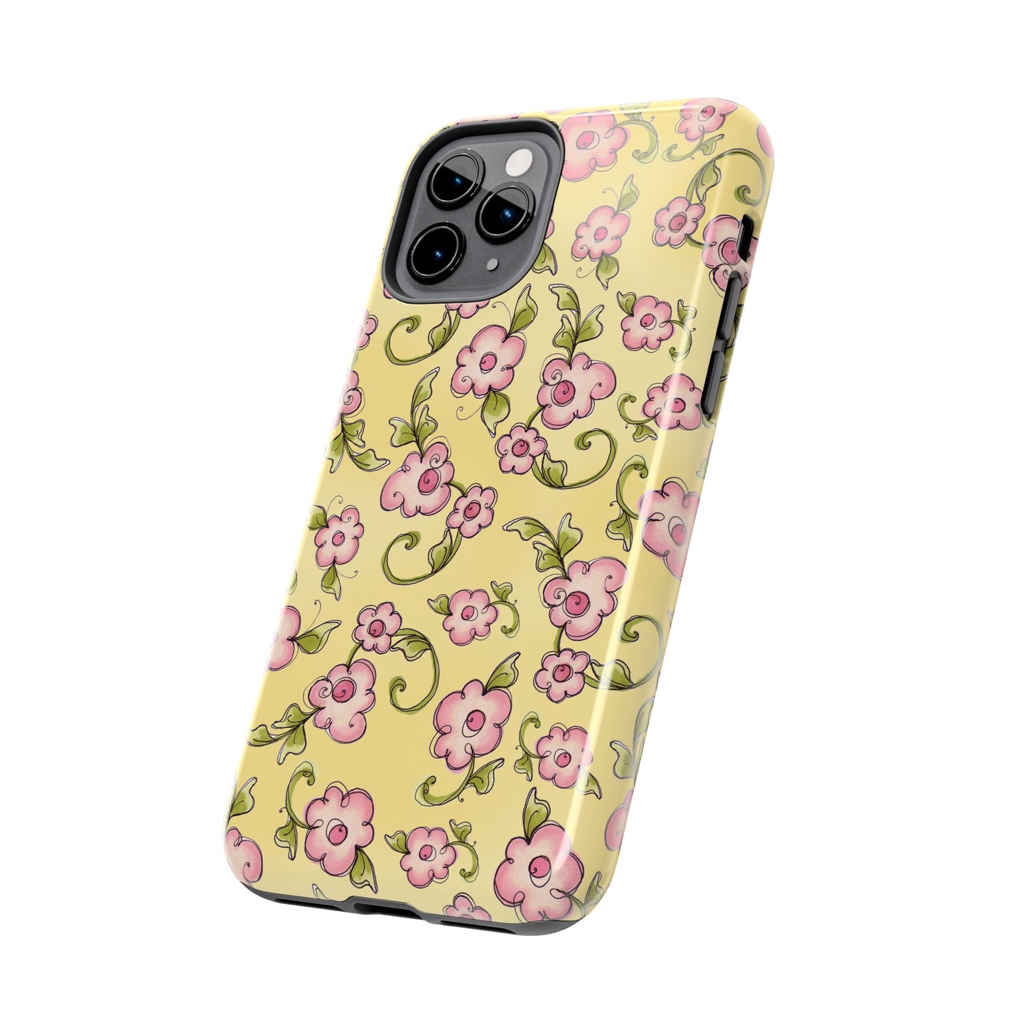 Scroll Daisies Yellow / Peach Phone Case