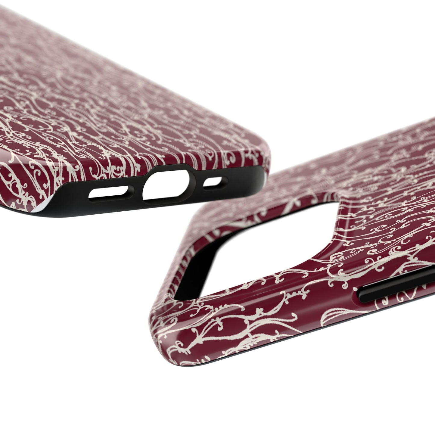 Swan Scroll Red / White Phone Case