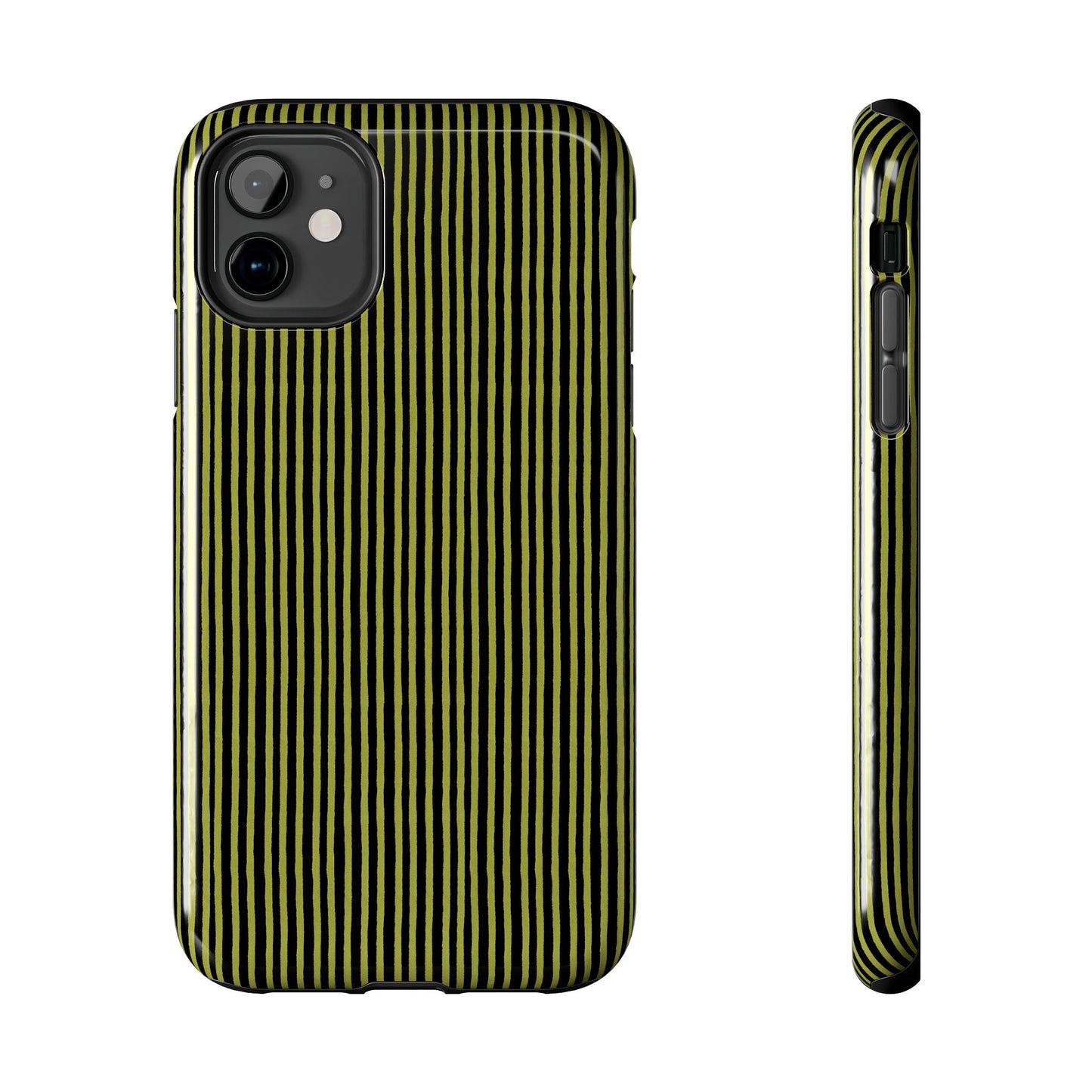 Happy Stripe Green / Black Phone Case