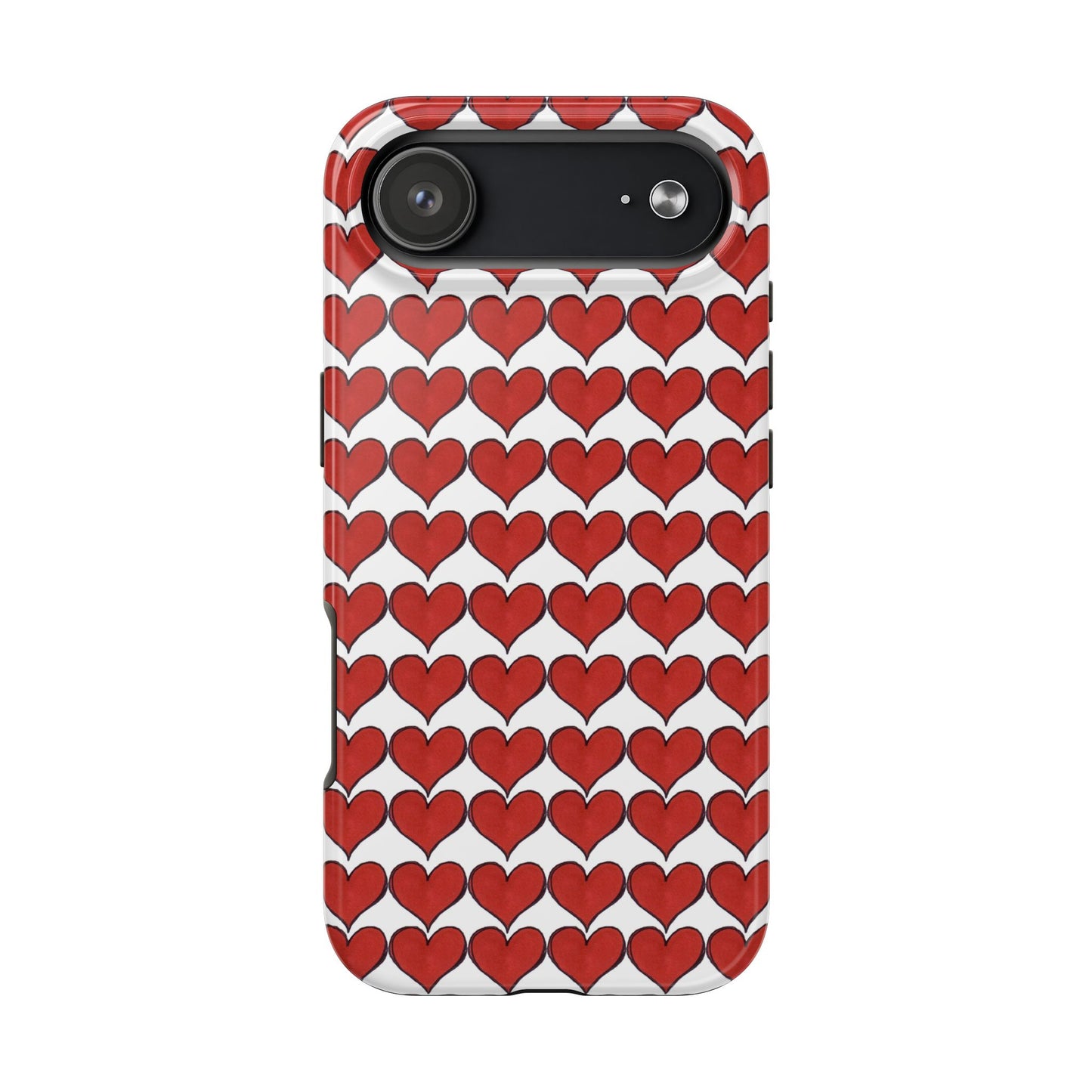 Heartbeats White / Red Phone Case