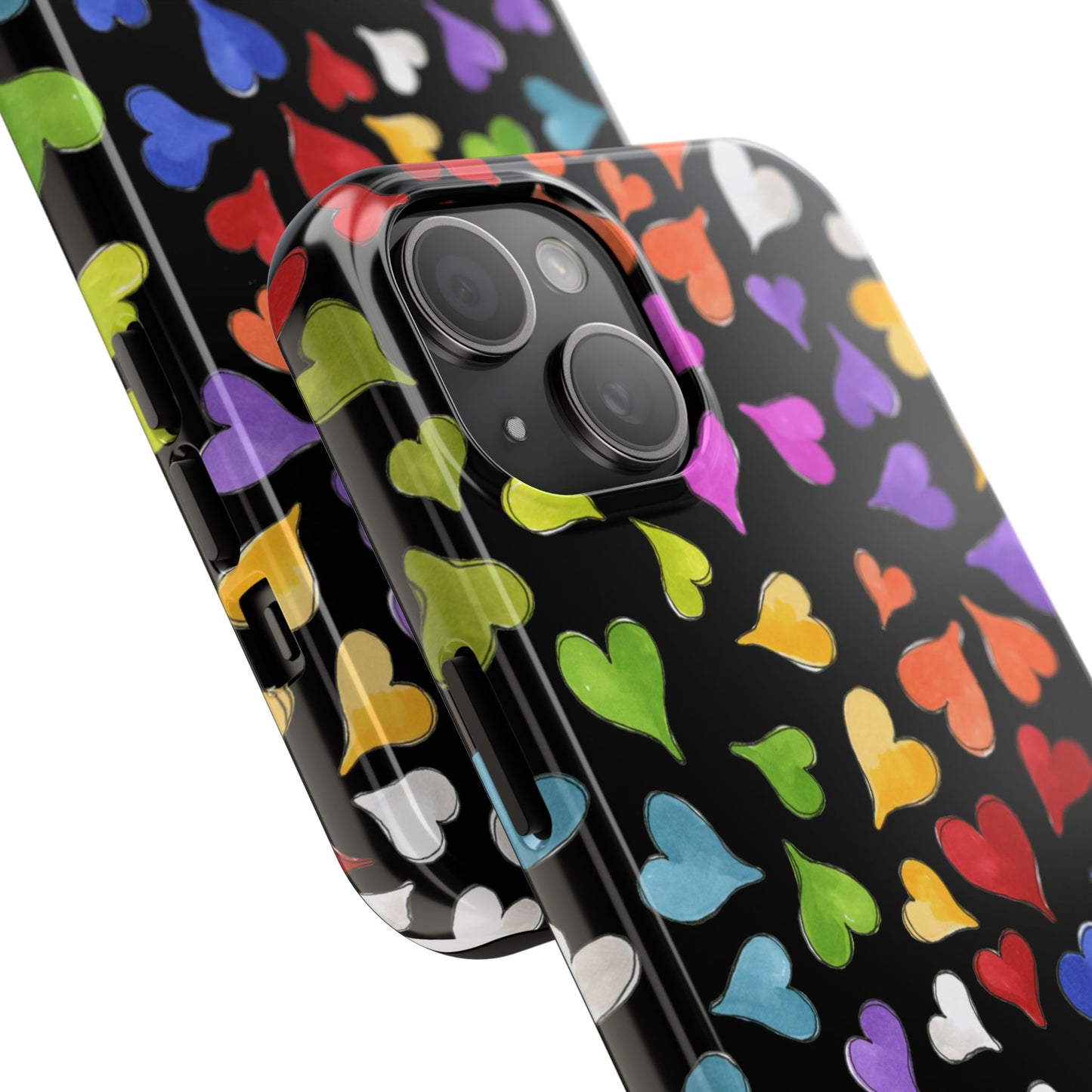 Happy Hearts Black Phone Case