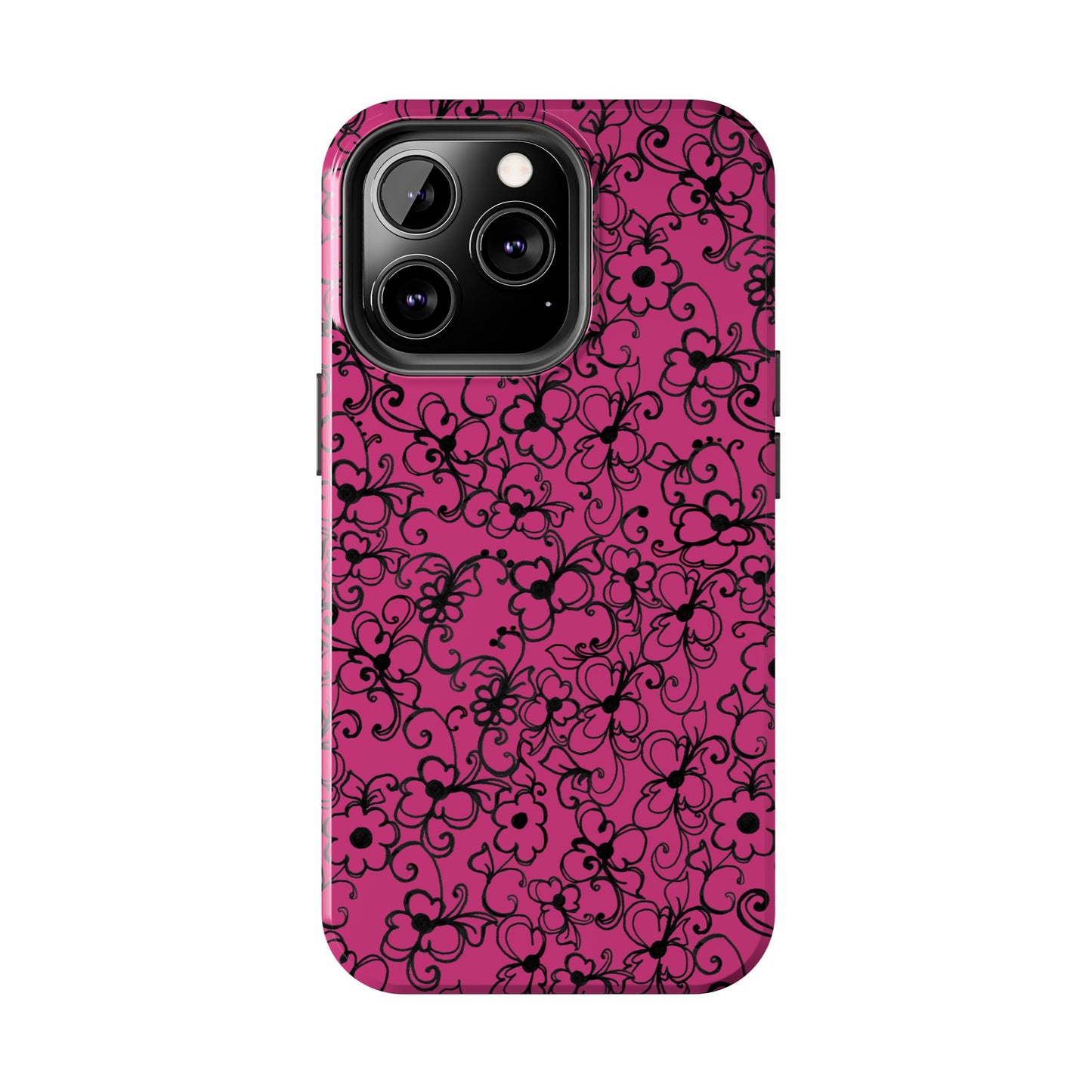 Daisy Jungle Pink / Black Phone Case