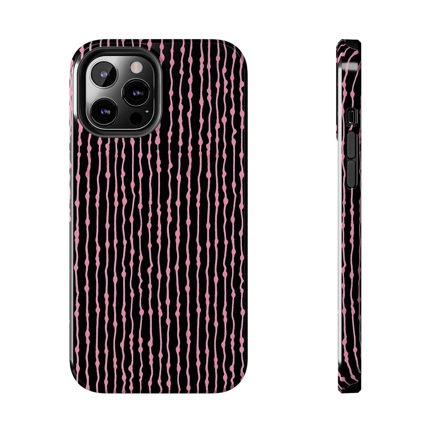 Faux Seersucker Black / Pink Phone Case