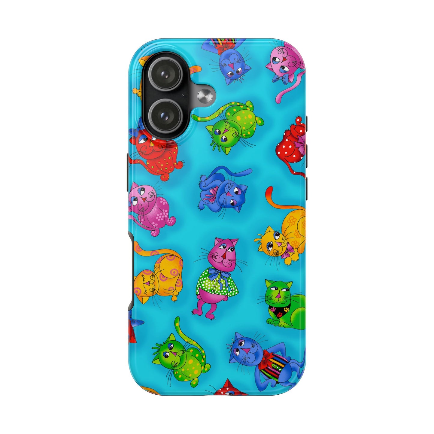 Tossed Cool Cats Turquoise Phone Case