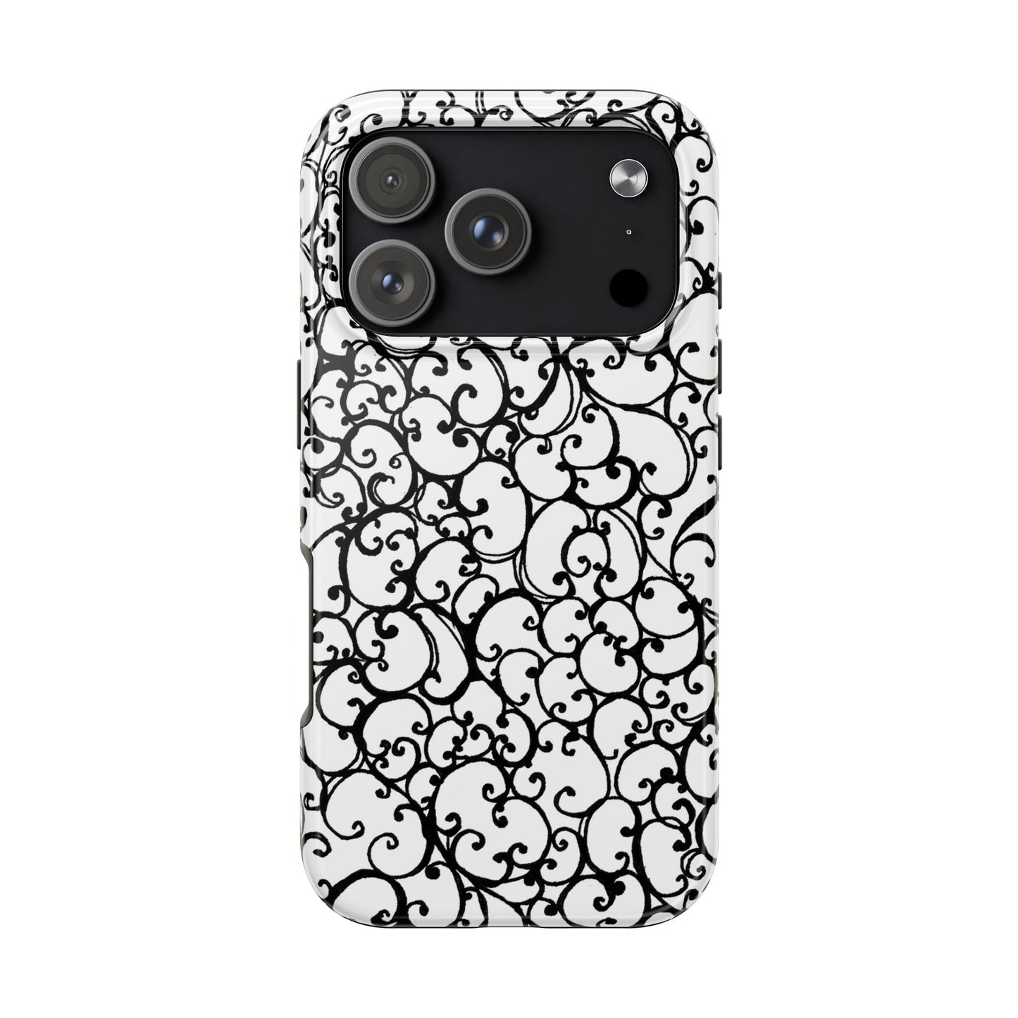 Scrollie White / Black Phone Case