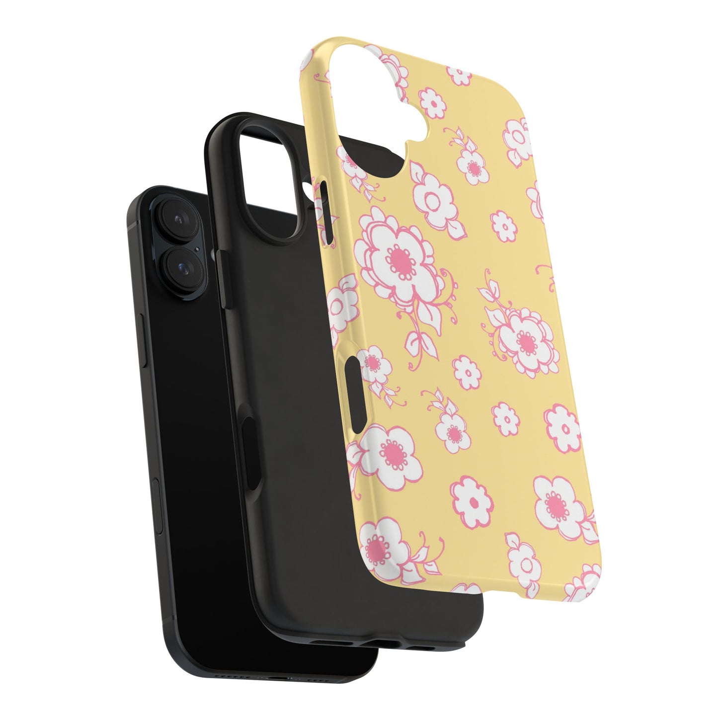 Pink Posies Yellow Phone Case