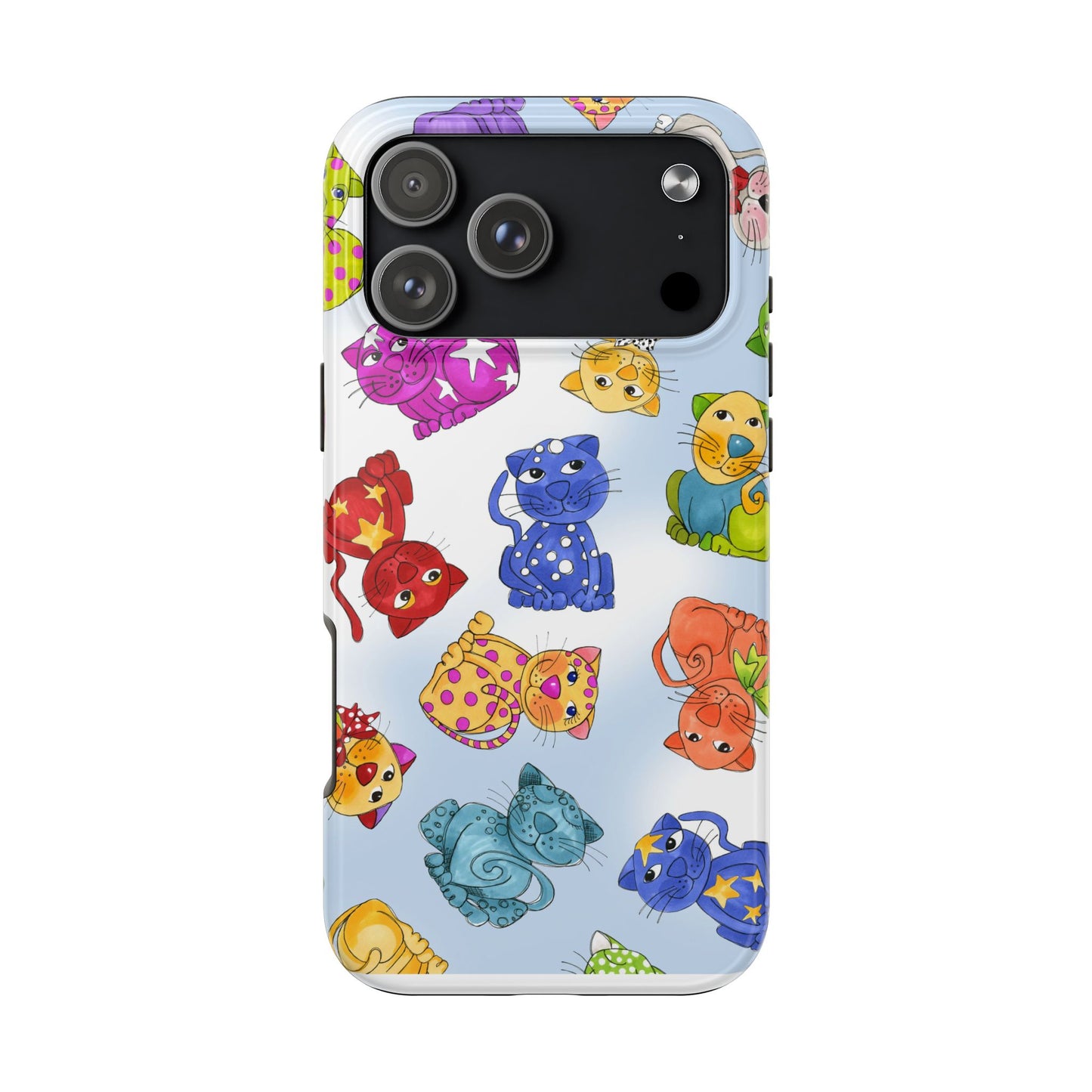 Tossed Happy Cats Blue Sky Phone Case