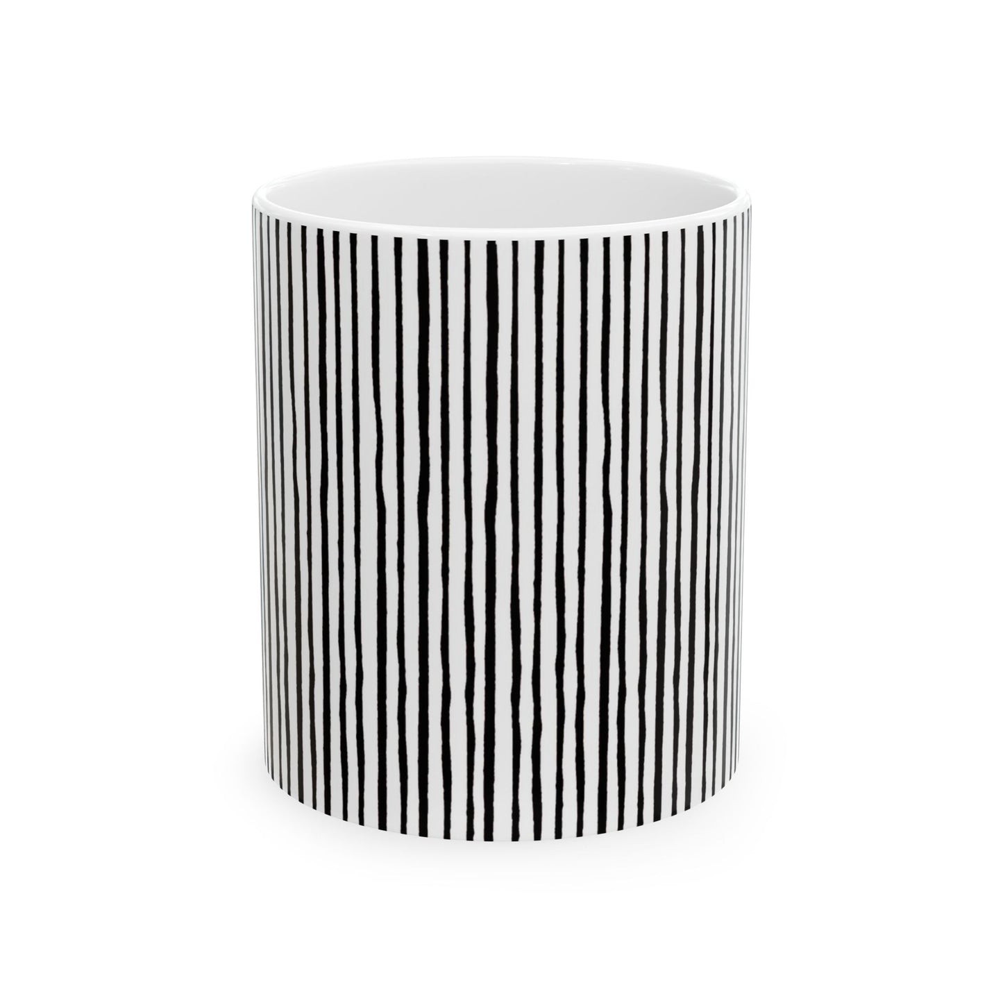 Quirky Pin Stripe White / Black Cup