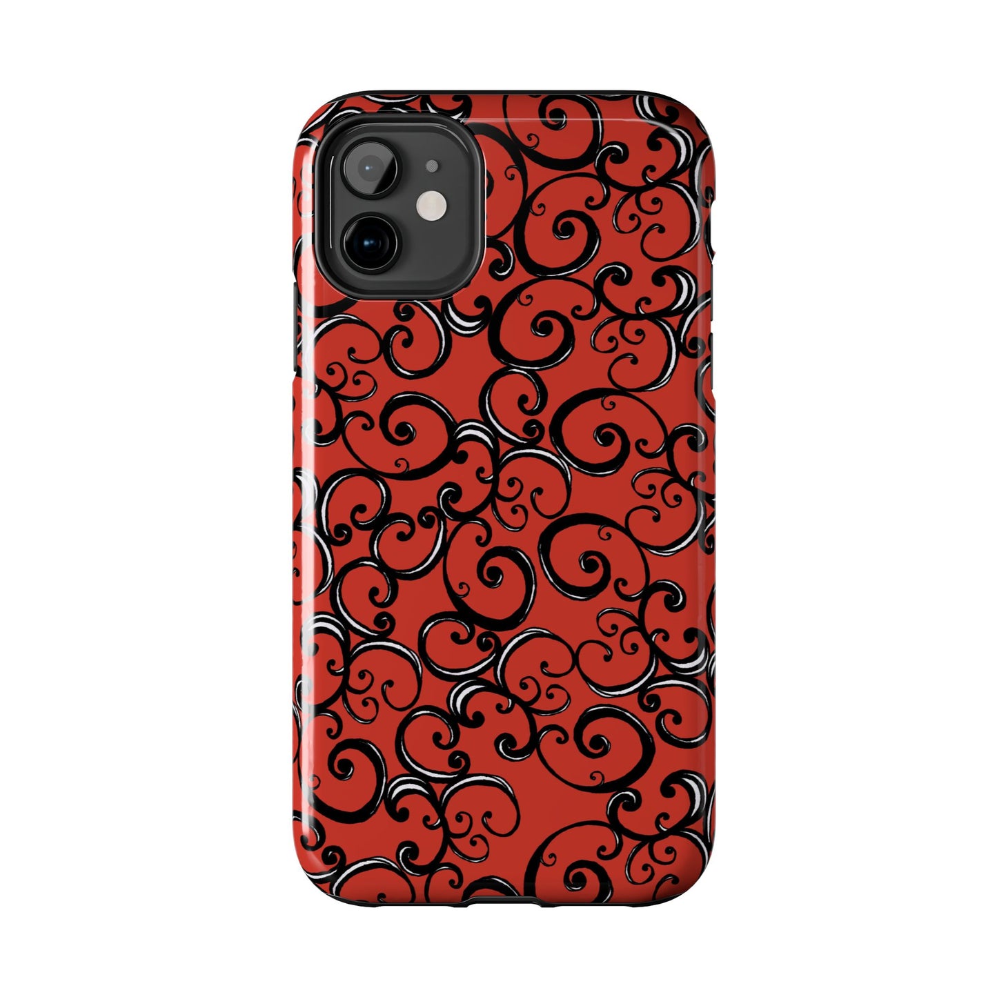 Curls Red / Black Phone Case
